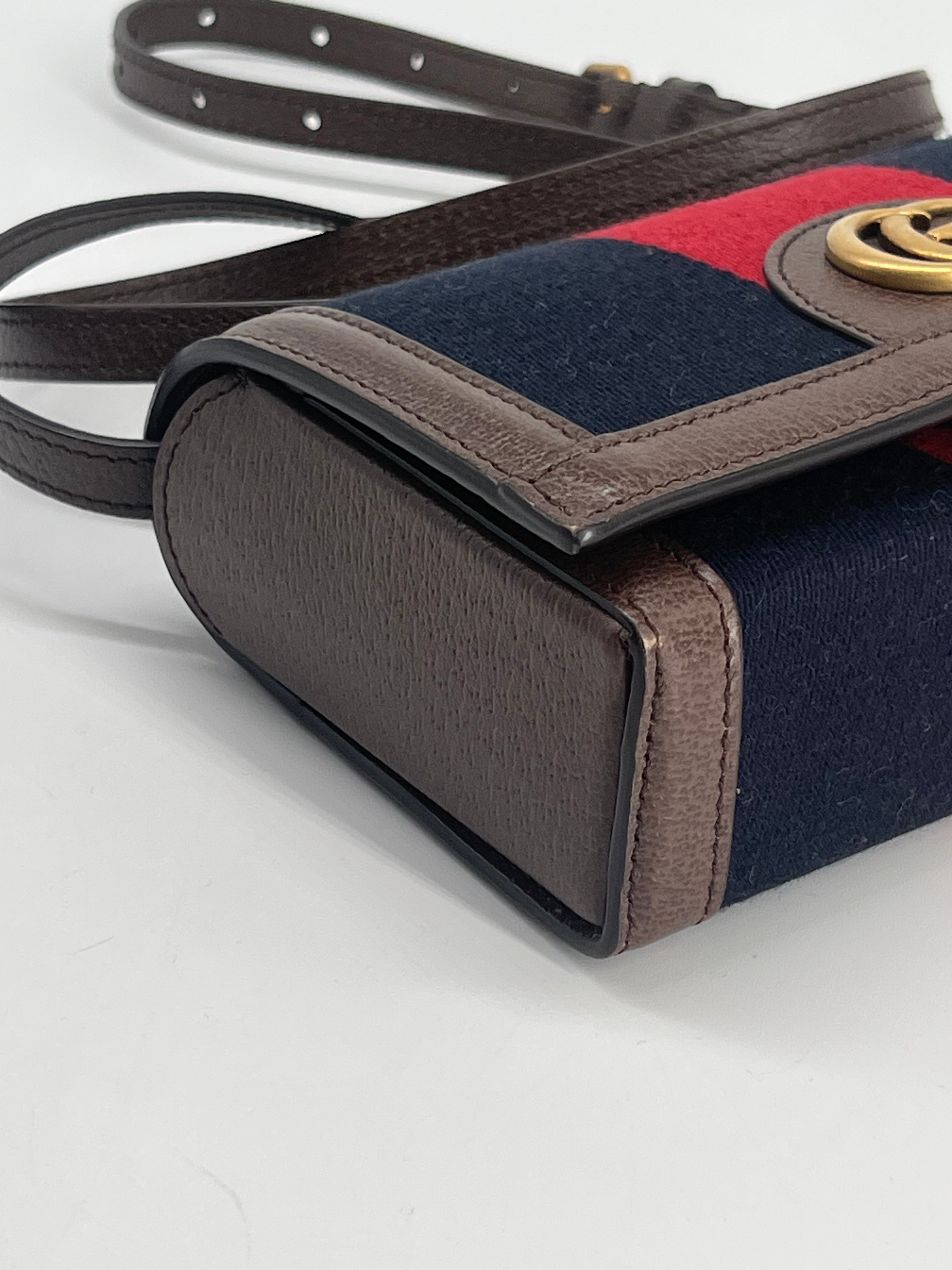 Gucci Ophidia Web Mini Bag Red/Blue Canvas Crossbody Bag