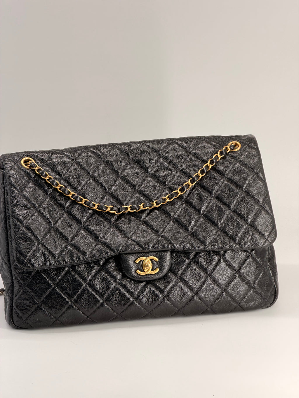 Chanel Travel XXL Black Grained Calfskin Shoulder Bag