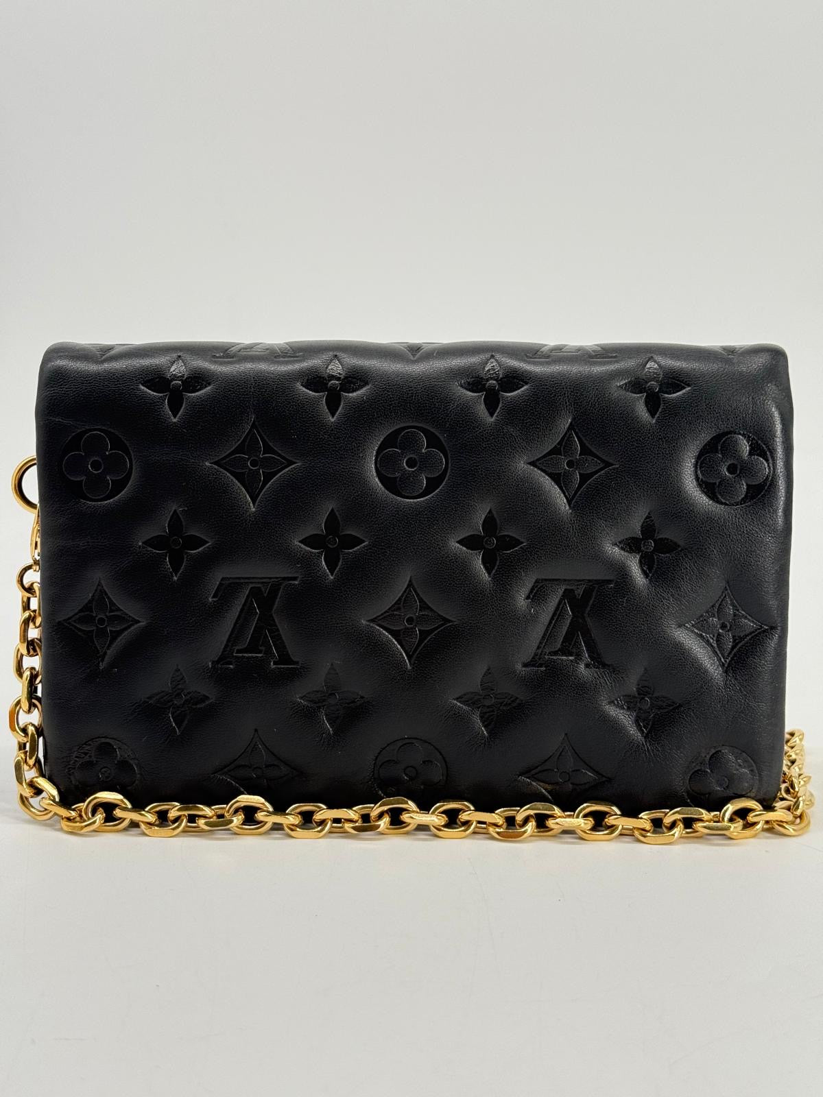 Louis Vuitton Monogram Embossed Pochette Coussin Black Crossbody Bag