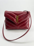 Saint Laurent Loulou Toy Quilted Burgundy Leathers with Gold Hardware