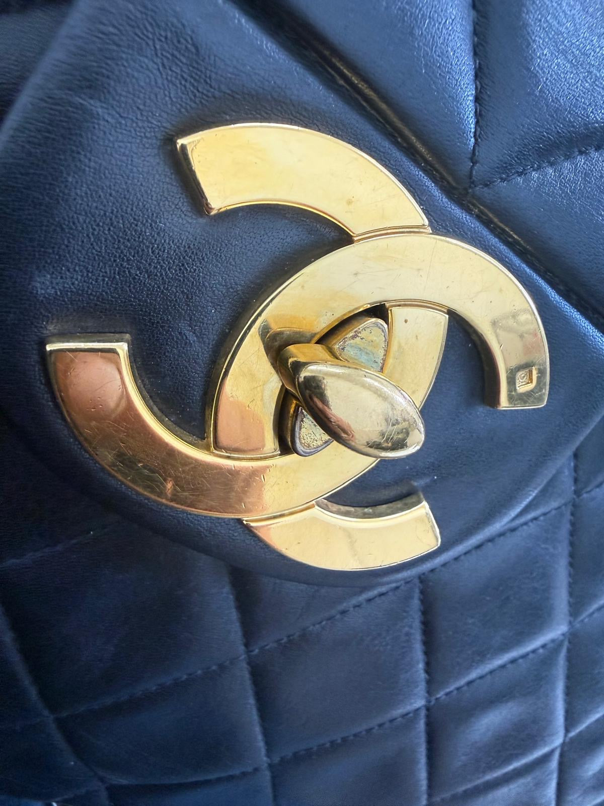Chanel Black Quilted Lambskin XL Jumbo Single Flap Black Shoulder Bag