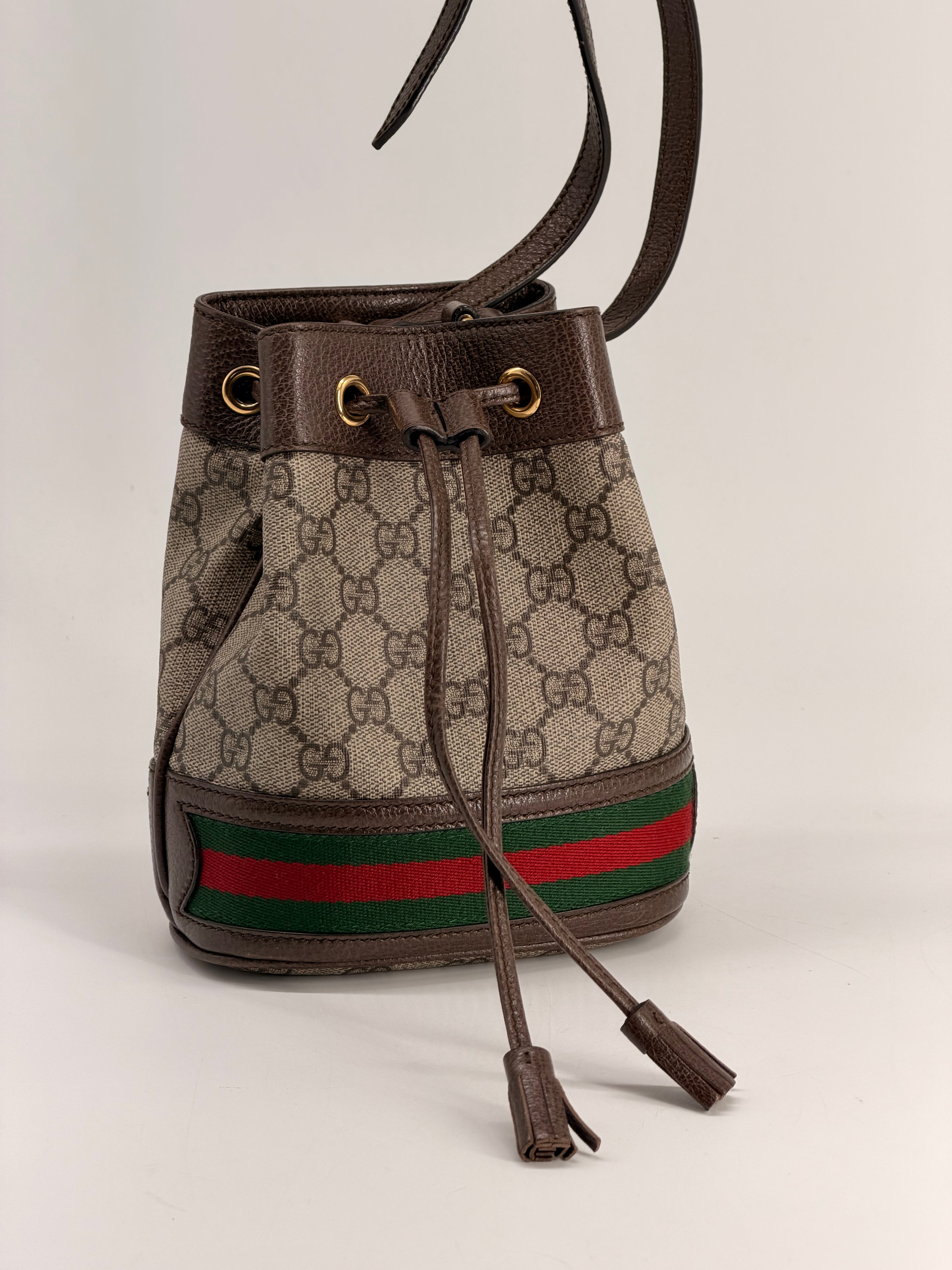 Gucci Mini Ophidia GG Bucket Bag Supreme Canvas