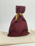 Saint Laurent Wine Satin Knot Wristlet with Gold YSL Charm