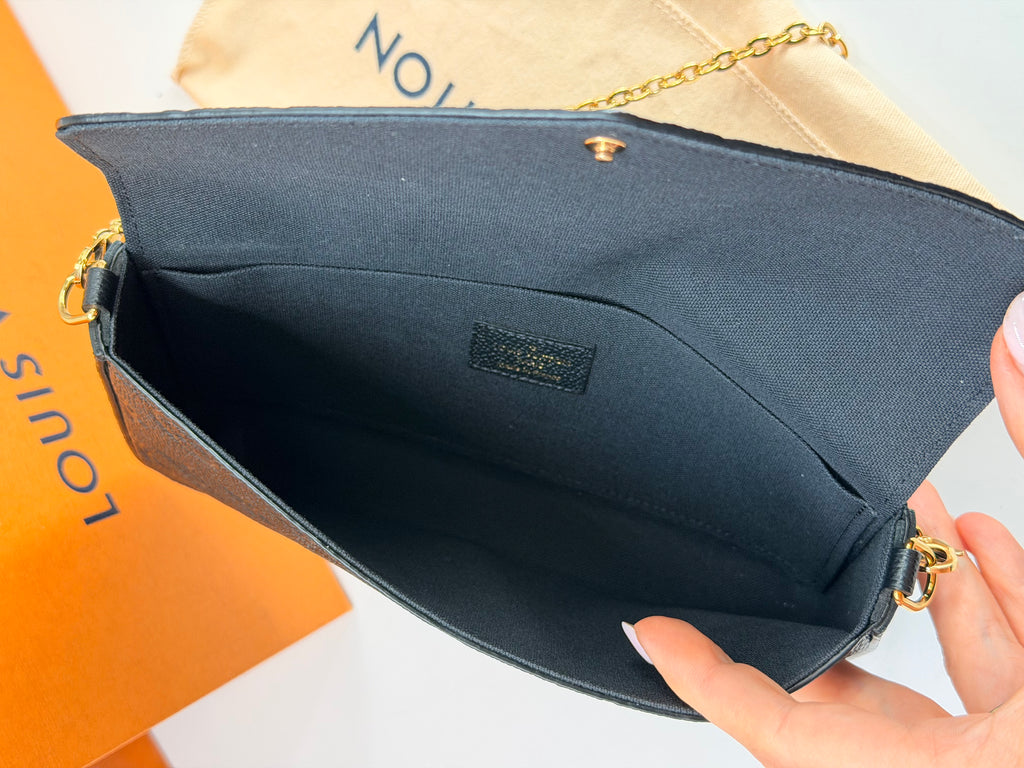 LOUIS VUITTON Pochette Felicie Monogram Empreinte Leather Crossbody Bag w/pouch