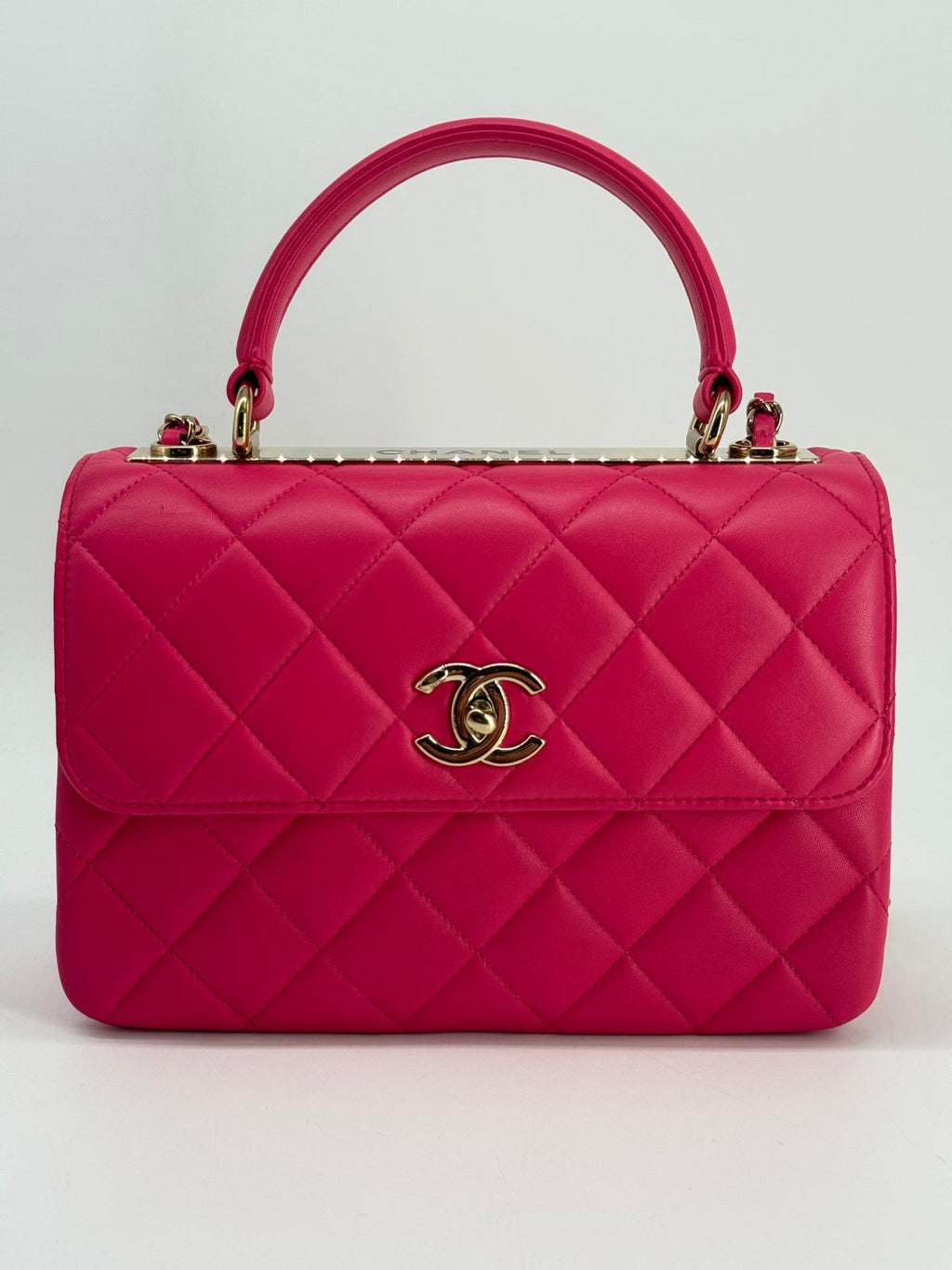 Chanel Trendy CC Pink Lambskin Quilted Top Handle Bag