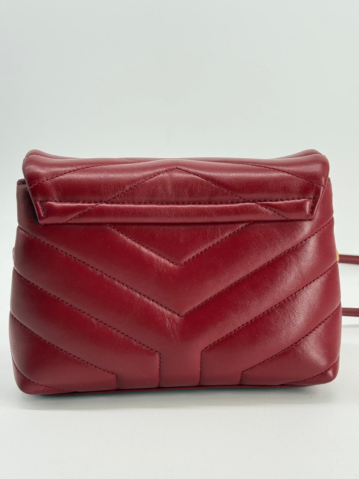 Saint Laurent Loulou Toy Quilted Burgundy Leathers with Gold Hardware