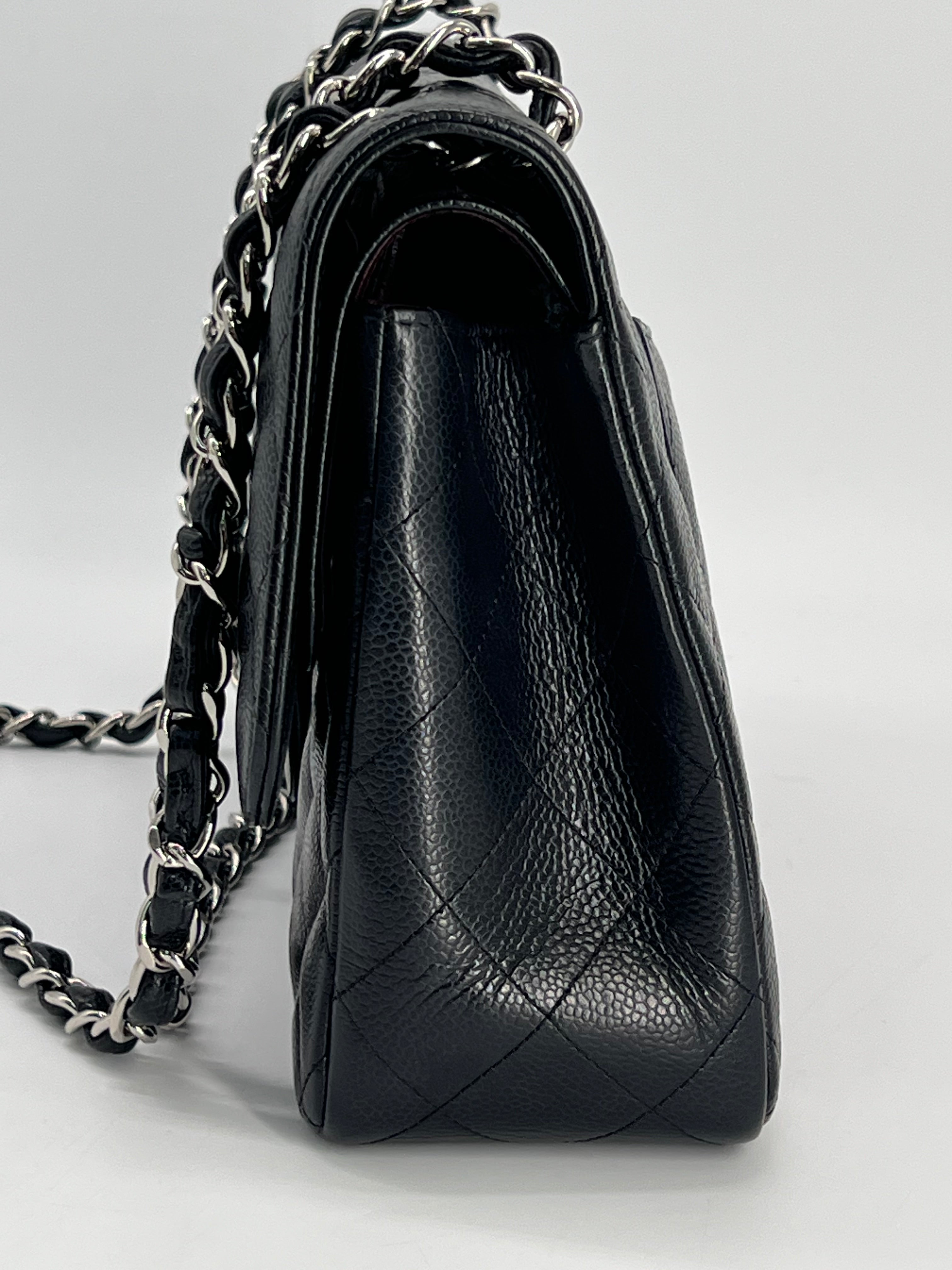 Chanel Jumbo Double Flap Caviar Black Leather Shoulder Bag