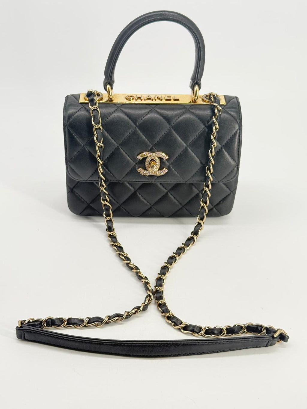 Chanel Mini Trendy CC Black Lambskin Crossbody Bag
