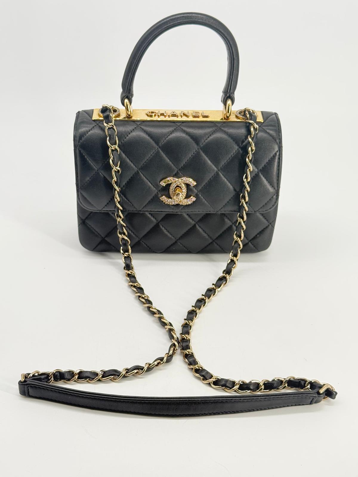 Chanel Mini Trendy CC Black Lambskin Crossbody Bag