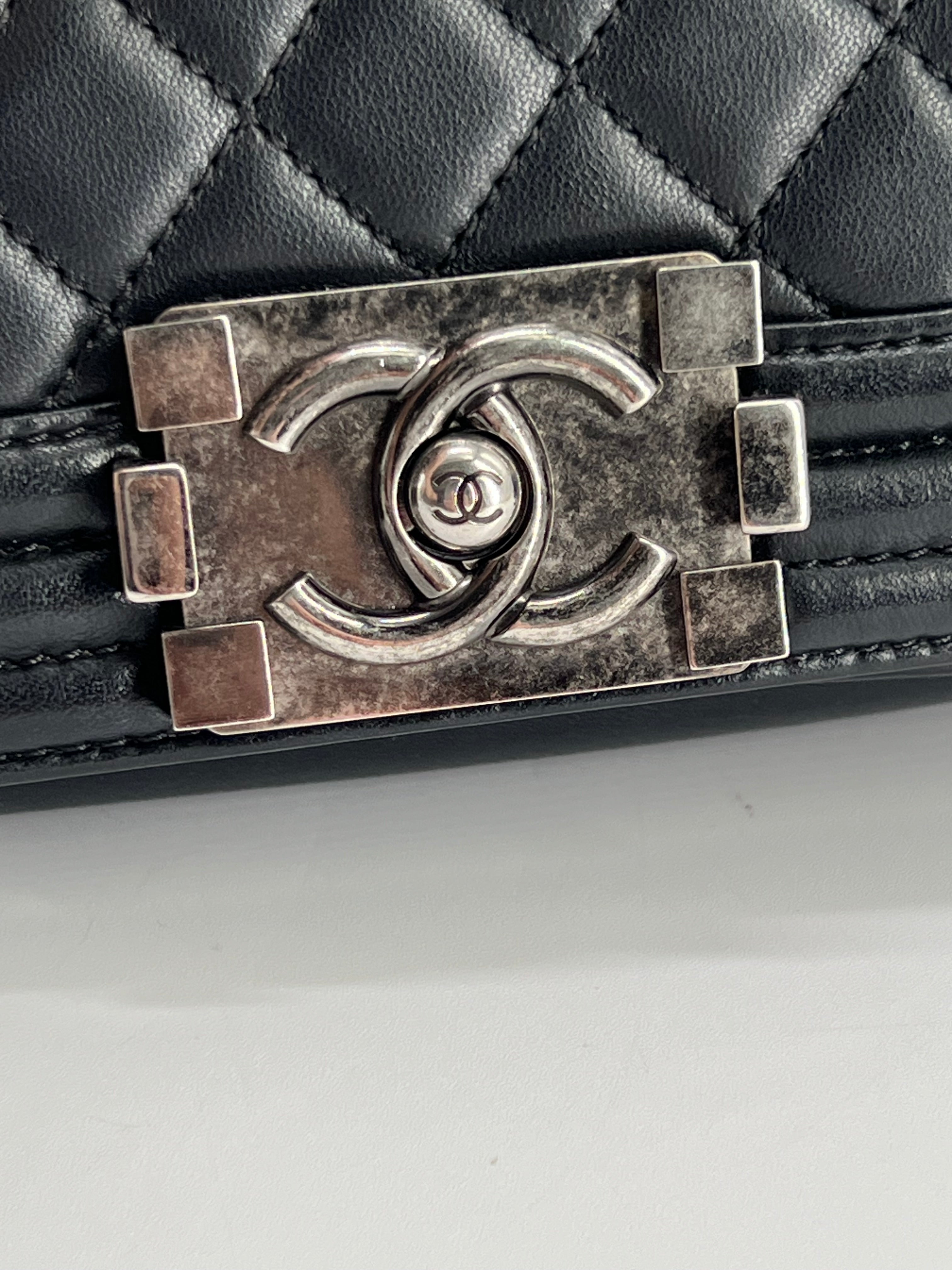 Chanel Small Boy Bag Black Lambskin Shoulder Bag