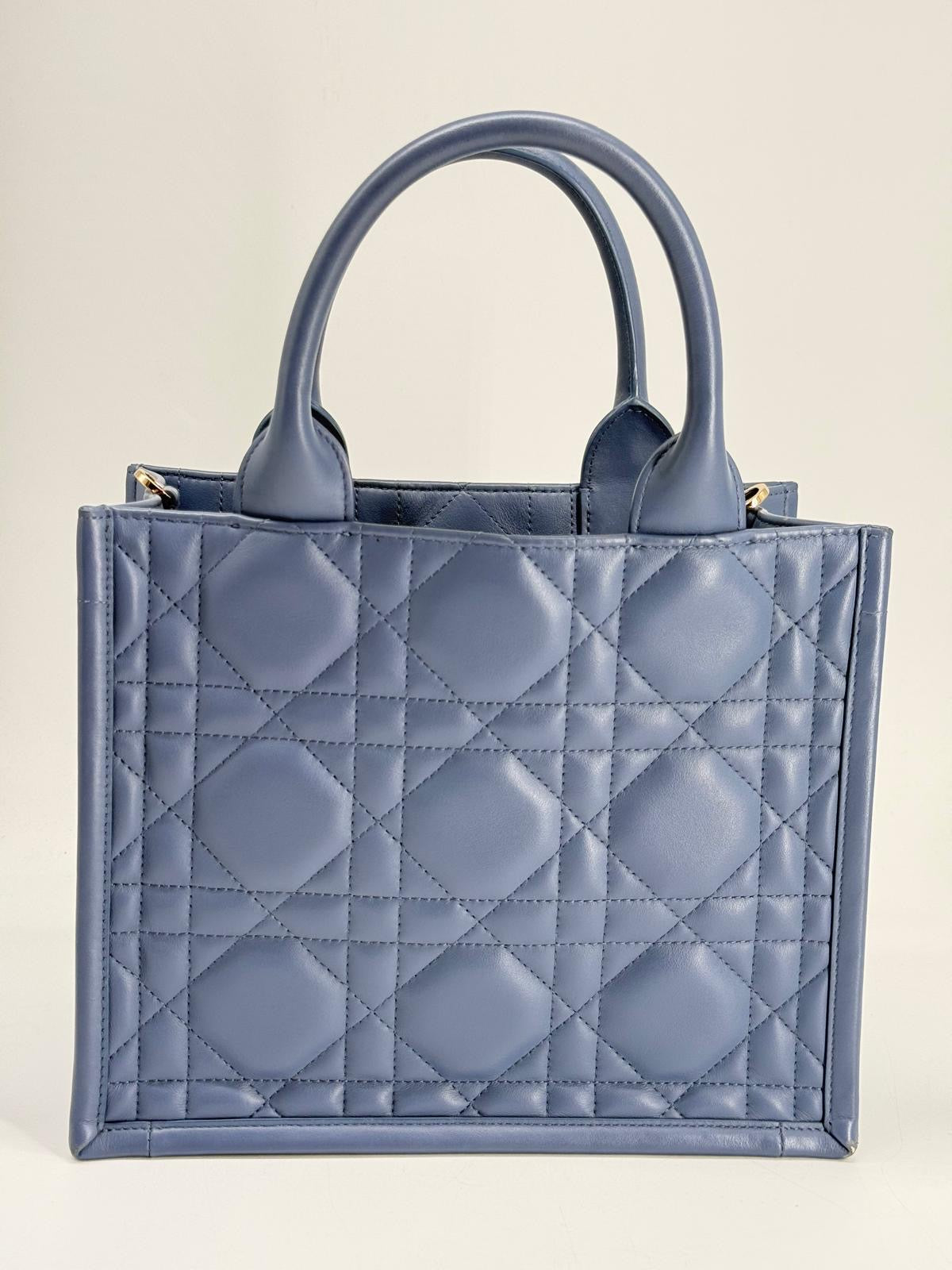 Dior Small Dior Book Tote Blue Macrocannage Leather Bag