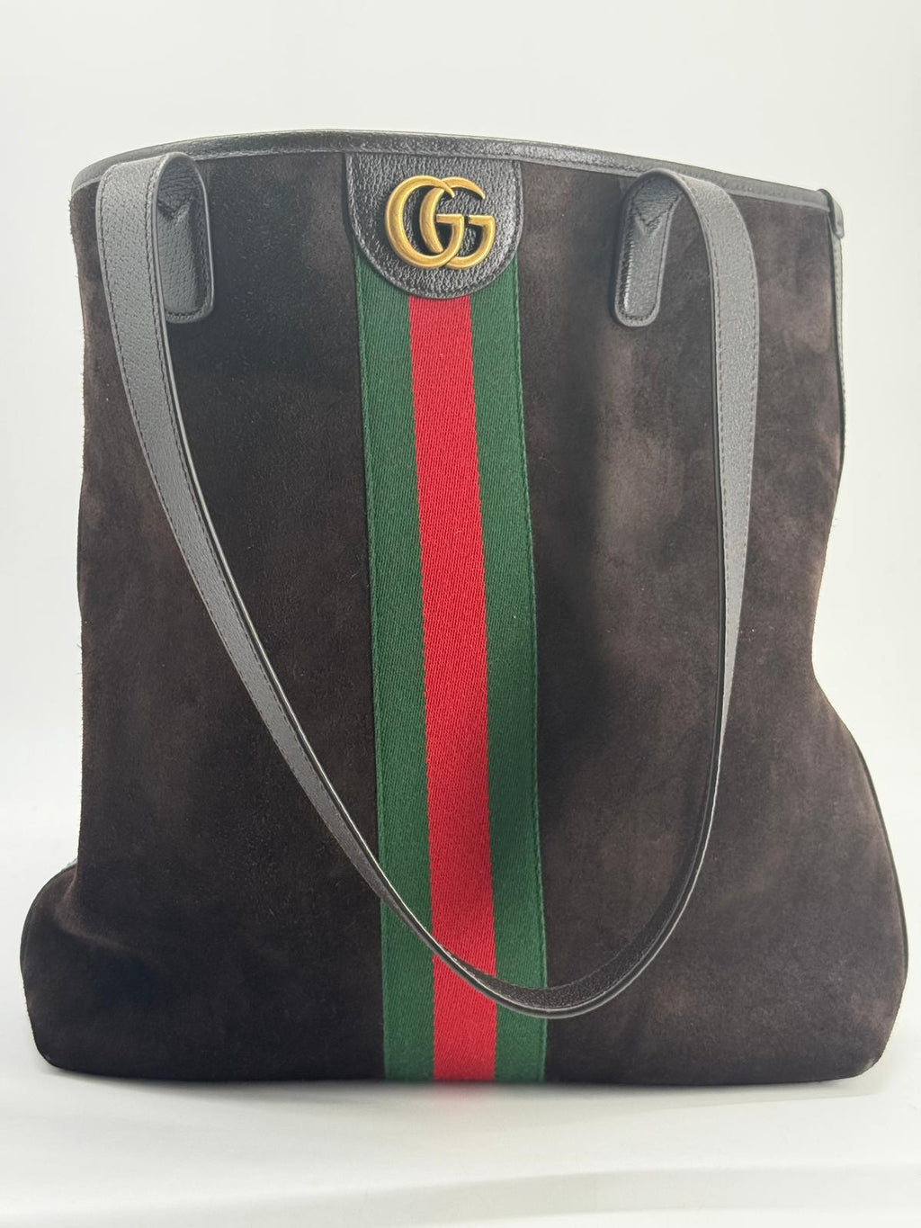 Gucci GG Web Suede Leather Tote Bag