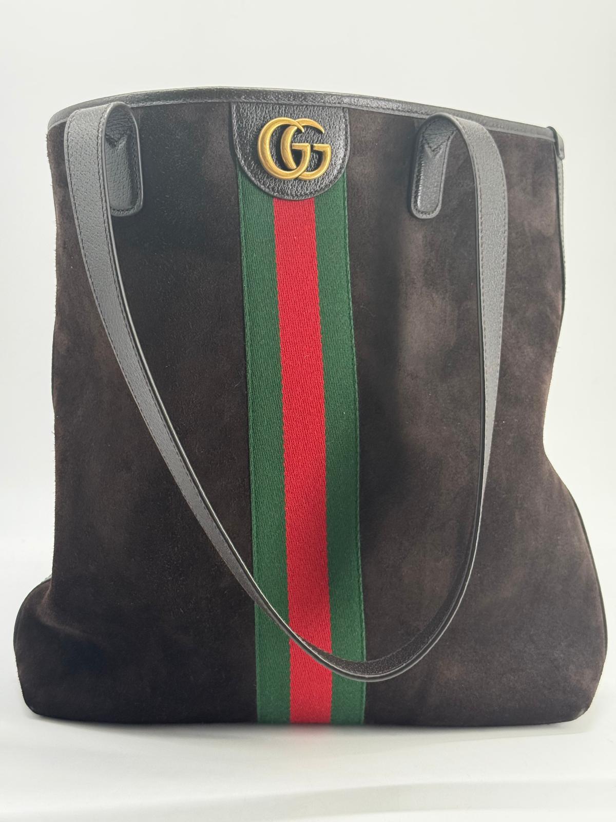 Gucci GG Web Suede Leather Tote Bag