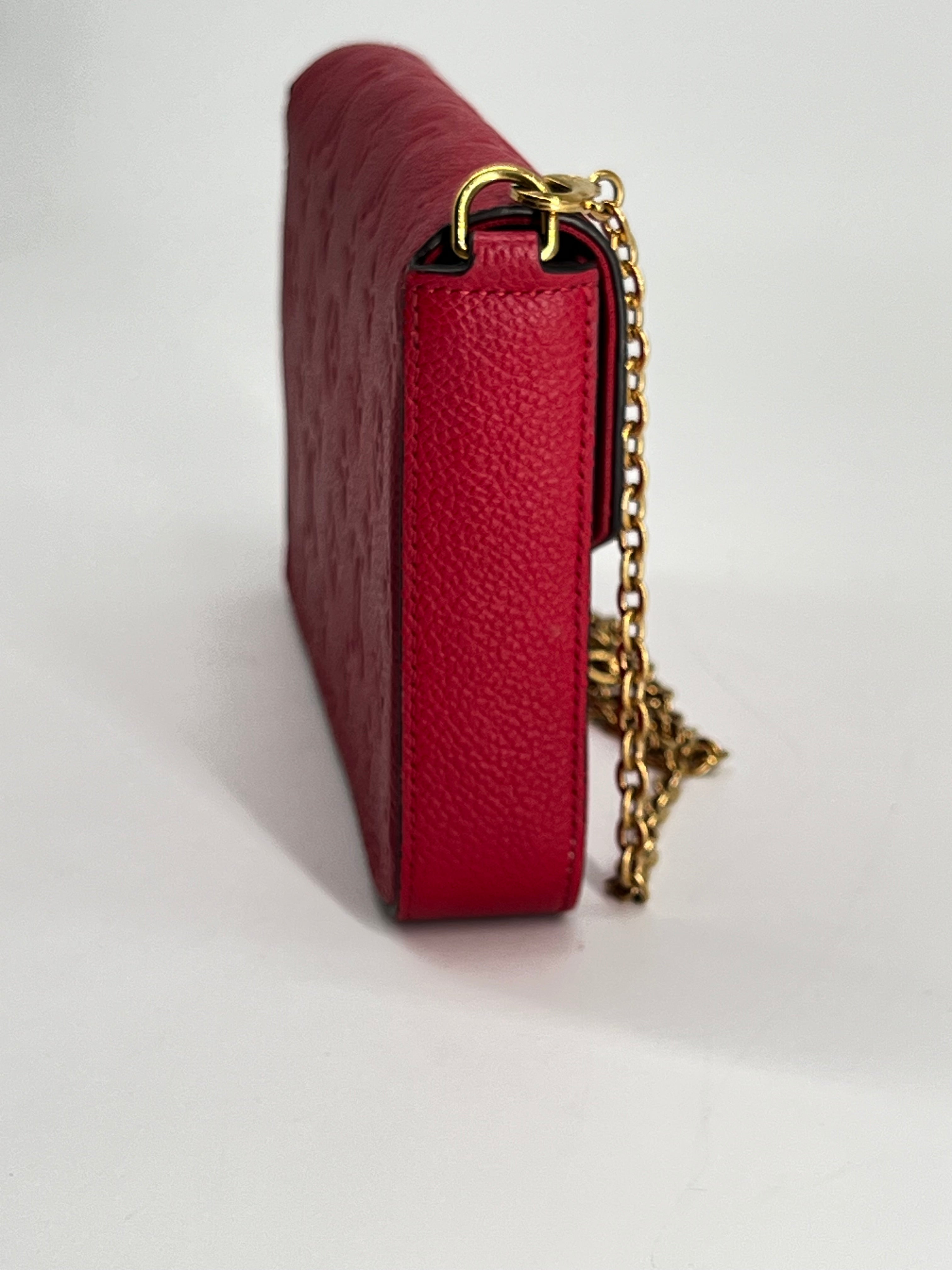 Louis Vuitton Felicie Pochette Monogram Empreinte Leather Red