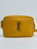 Saint Laurent Lou Camera Crossbody Bag with Tassel in Yellow Calfskin