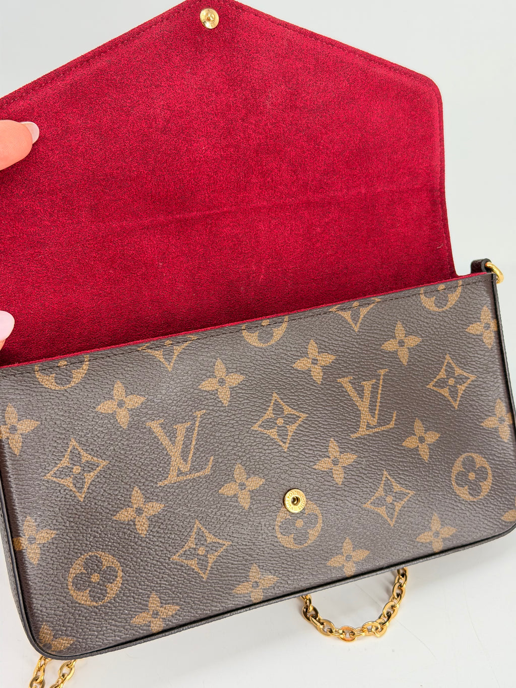 Louis Vuitton Pochette Felicie Brown Monogram Canvas Bag with pouch