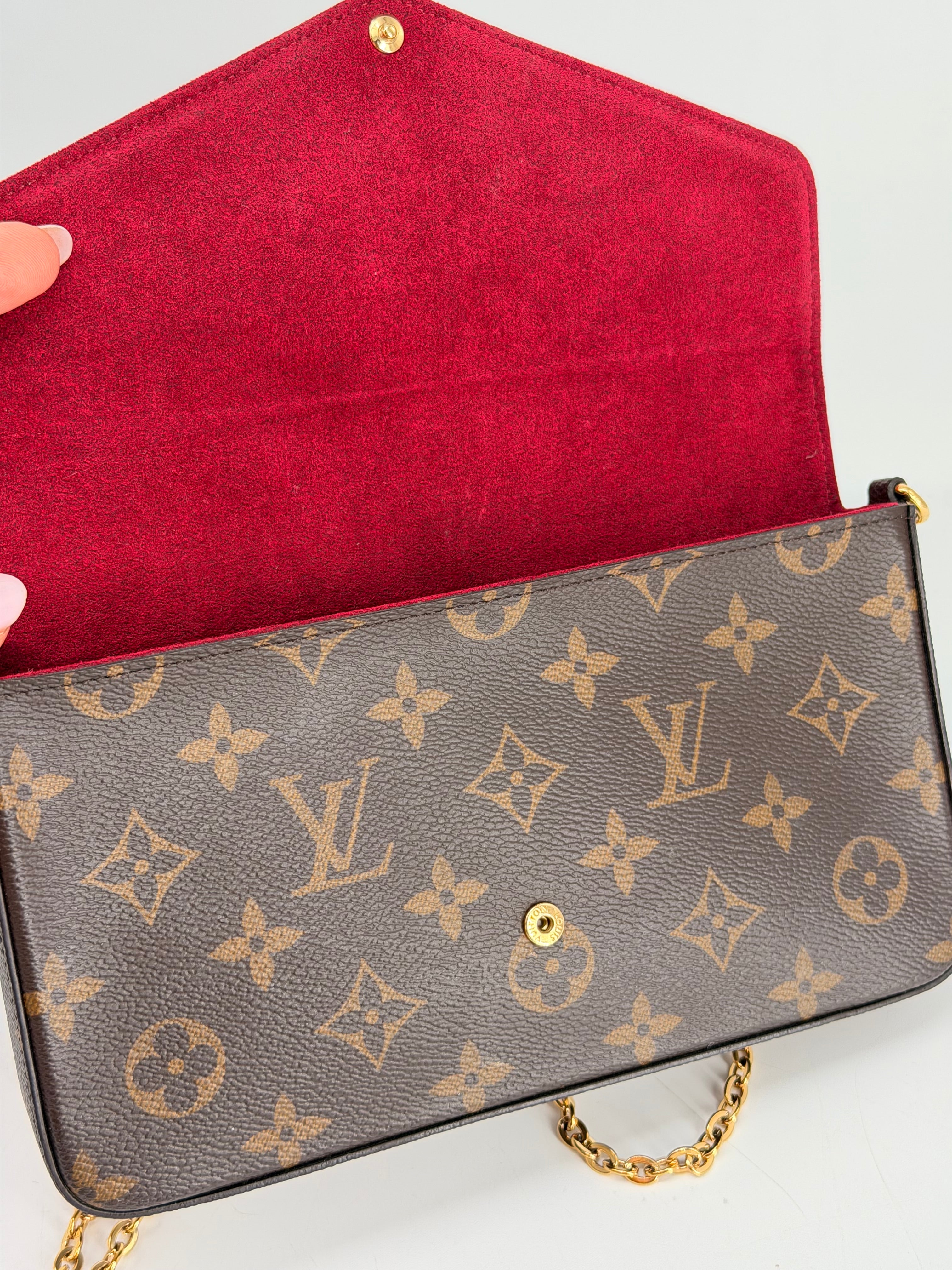 Louis Vuitton Pochette Felicie Brown Monogram Canvas Bag with pouch