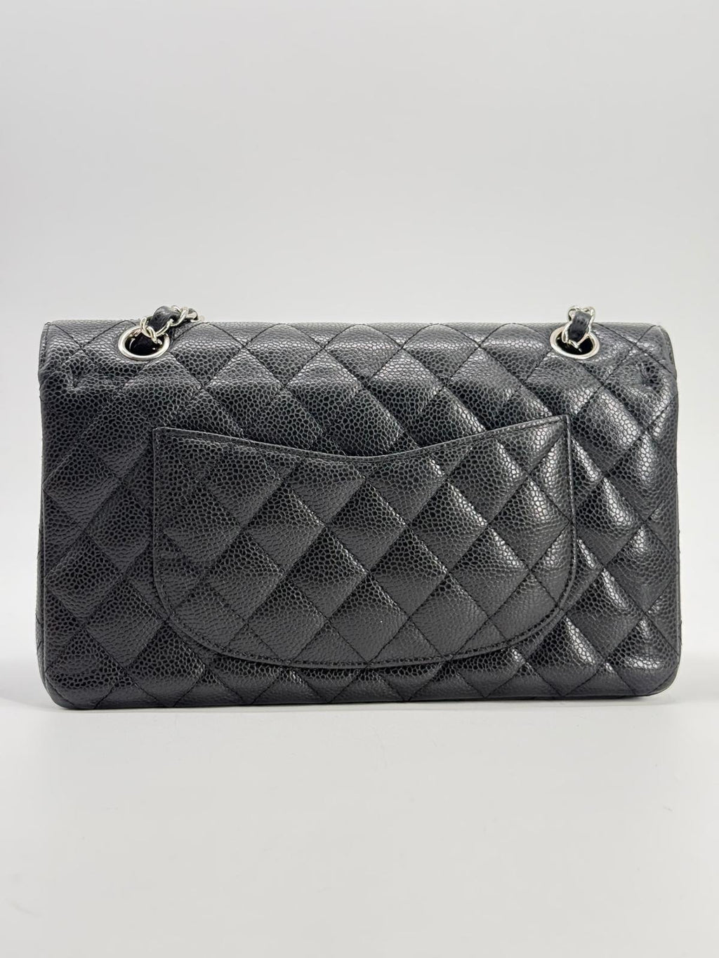 CHANEL Caviar Medium Double Flap Black Shoulder Bag