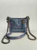 Chanel Gabrielle Small Hobo Iridescent Blue Metallic Shoulder Bag