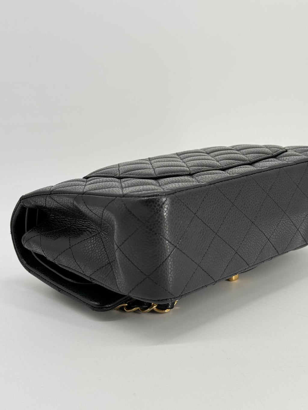 Chanel Medium Double Flap Caviar Black Leather Shoulder Bag