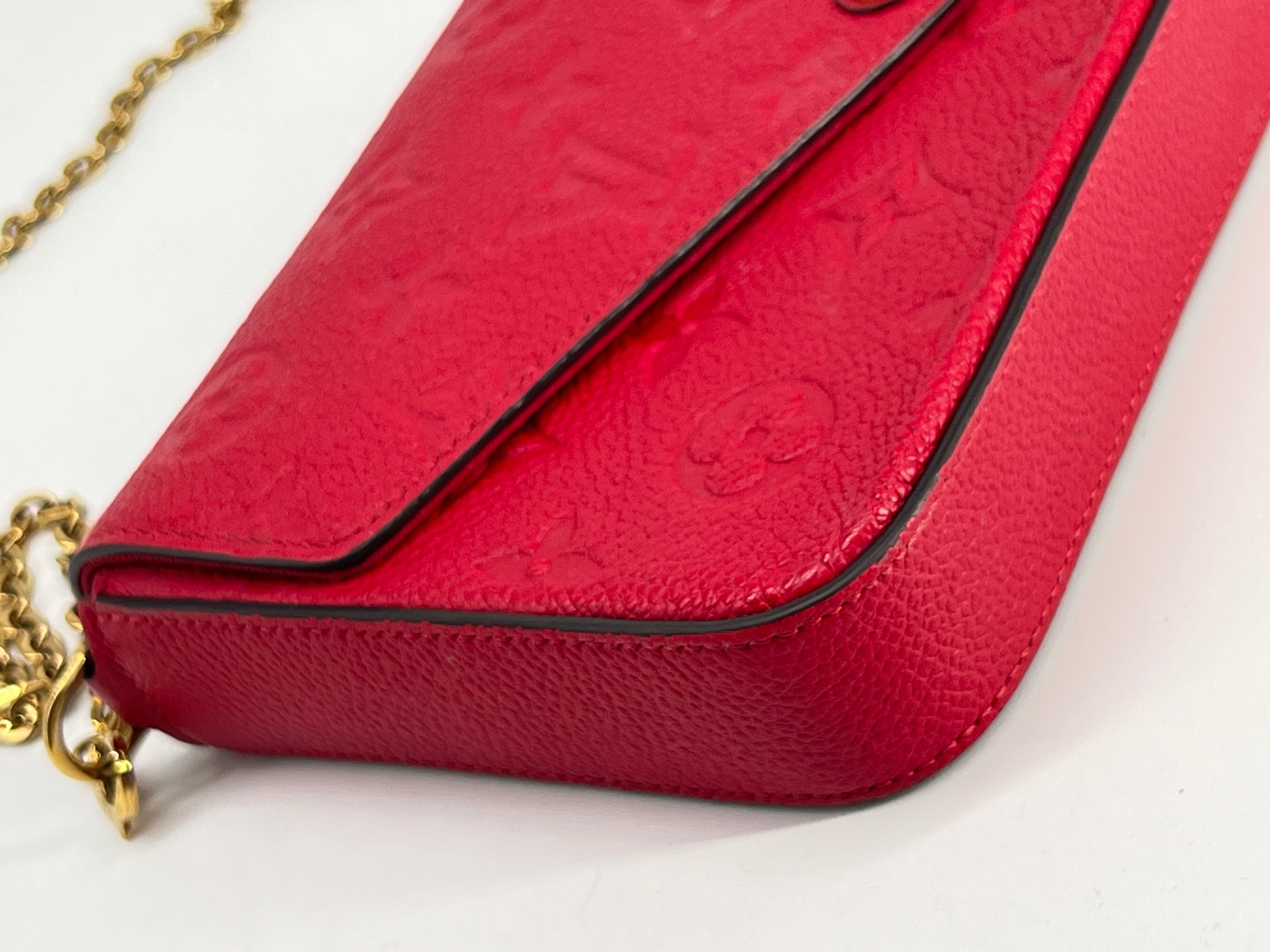 Louis Vuitton Felicie Pochette Monogram Empreinte Leather Red