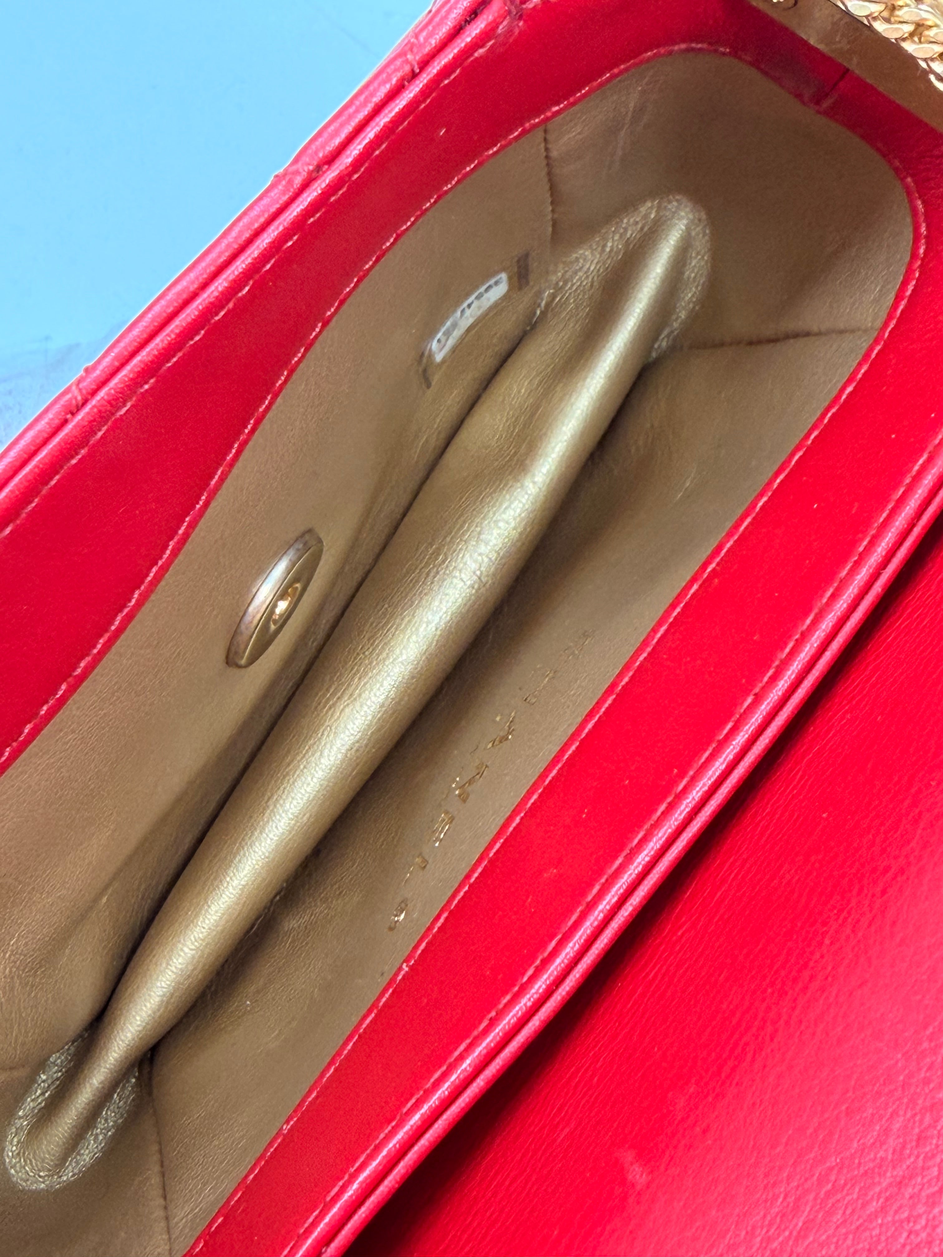 Chanel Cambon Mini Chain Red Lambskin Flap Bag