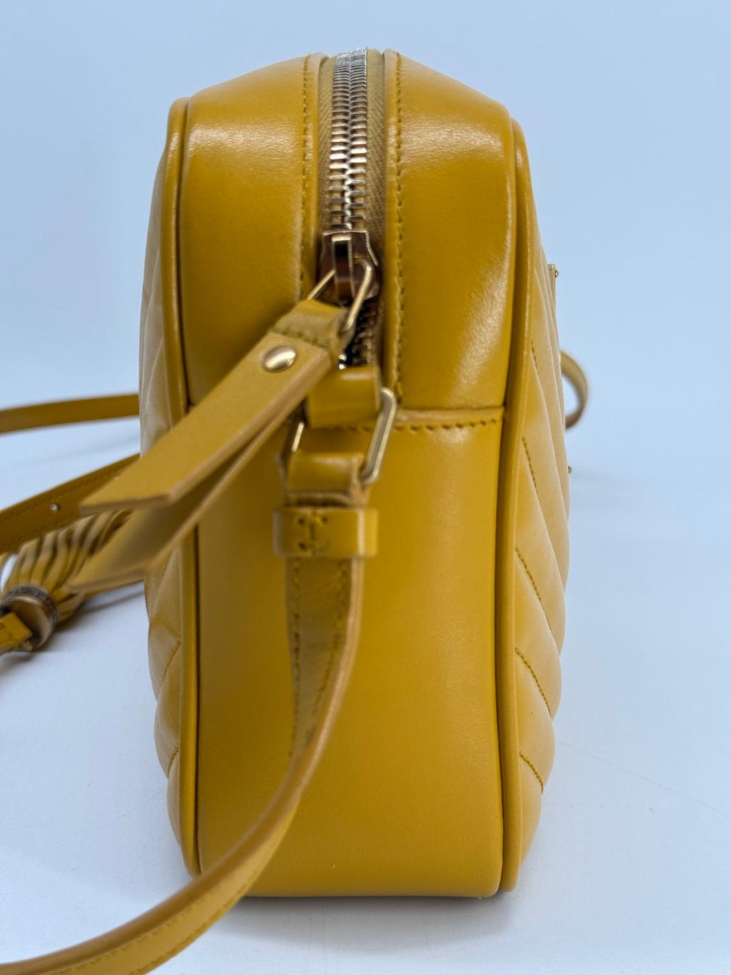 Saint Laurent Lou Camera Crossbody Bag with Tassel in Yellow Calfskin