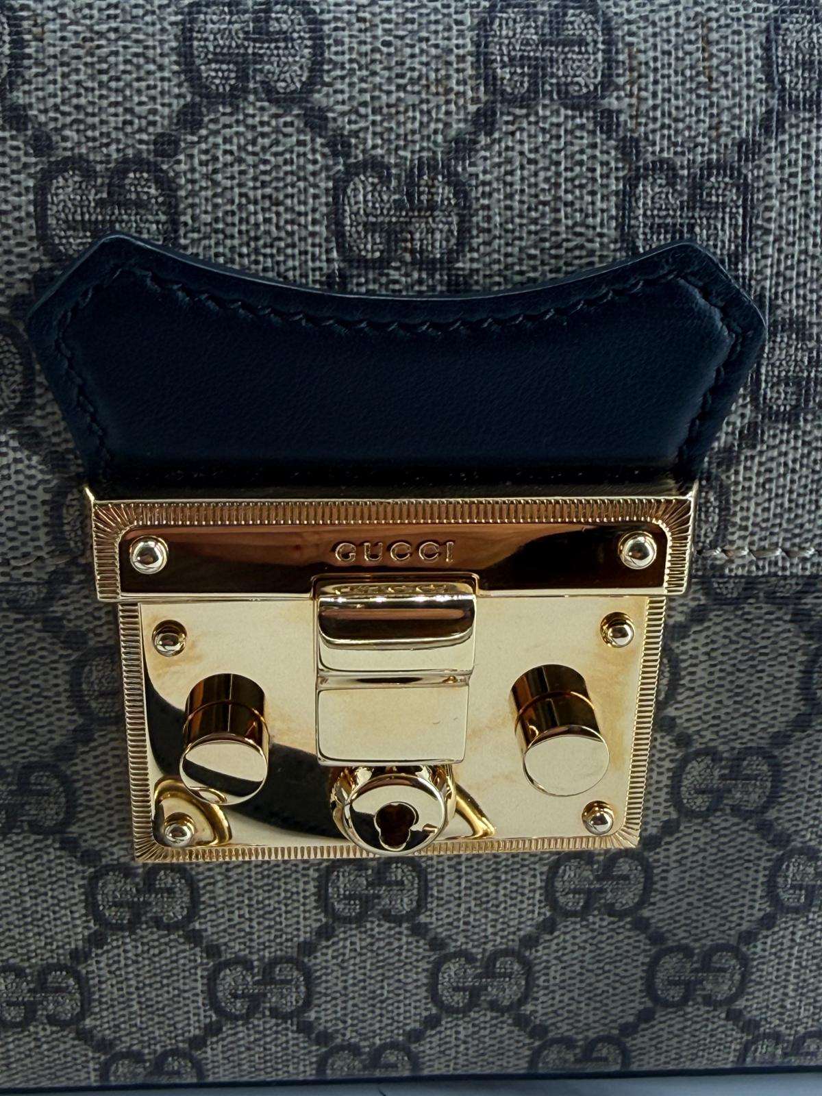 Gucci GG Small Supreme Padlock Bamboo Shoulder Bag