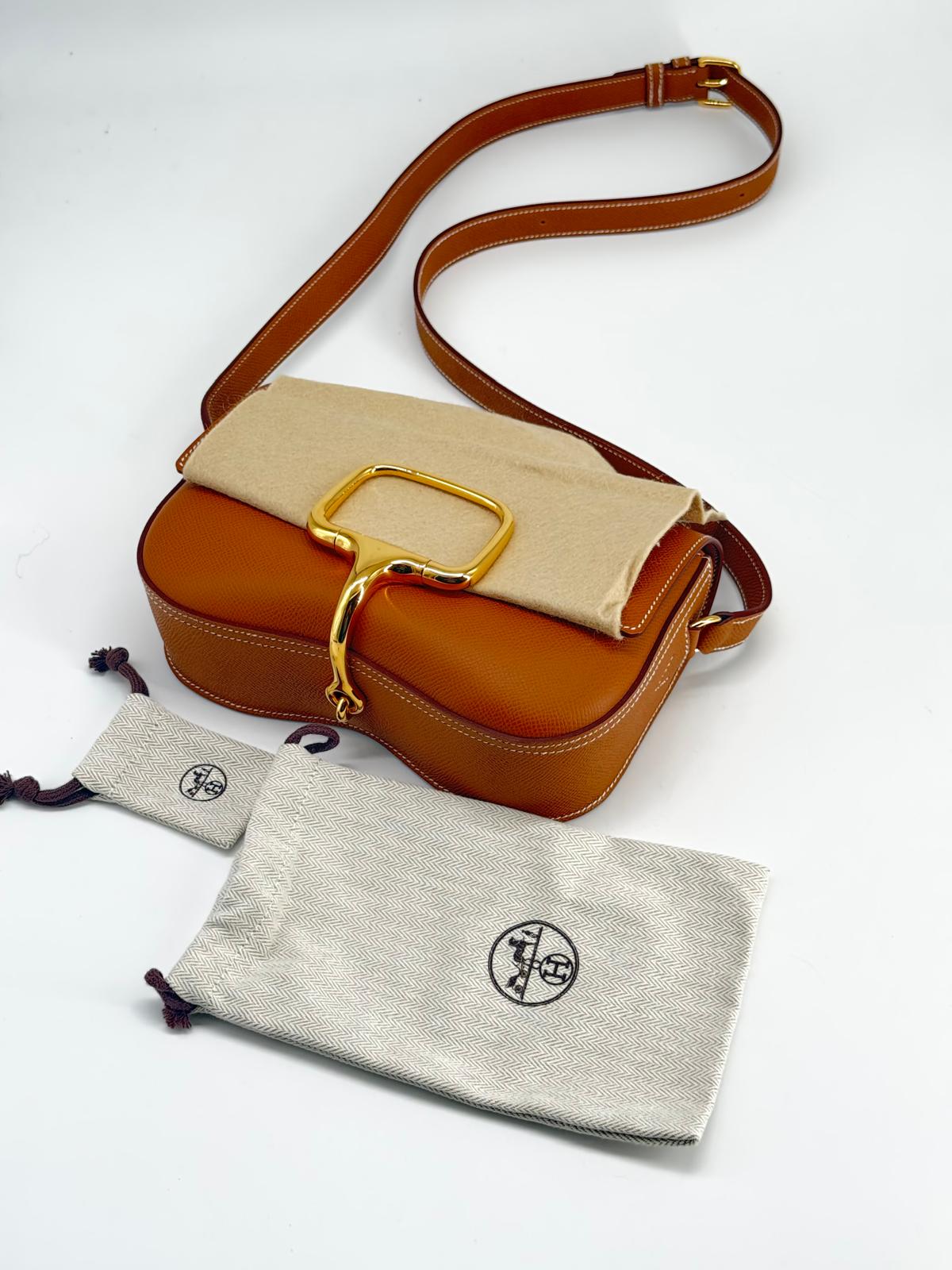 Hermes Epsom Della Cavalleria Elan Brown Leather Shoulder Bag Gold Hardware