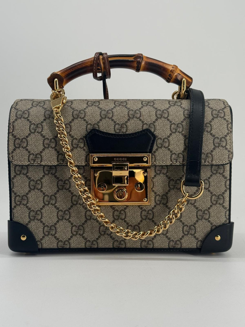 Gucci GG Small Supreme Padlock Bamboo Shoulder Bag