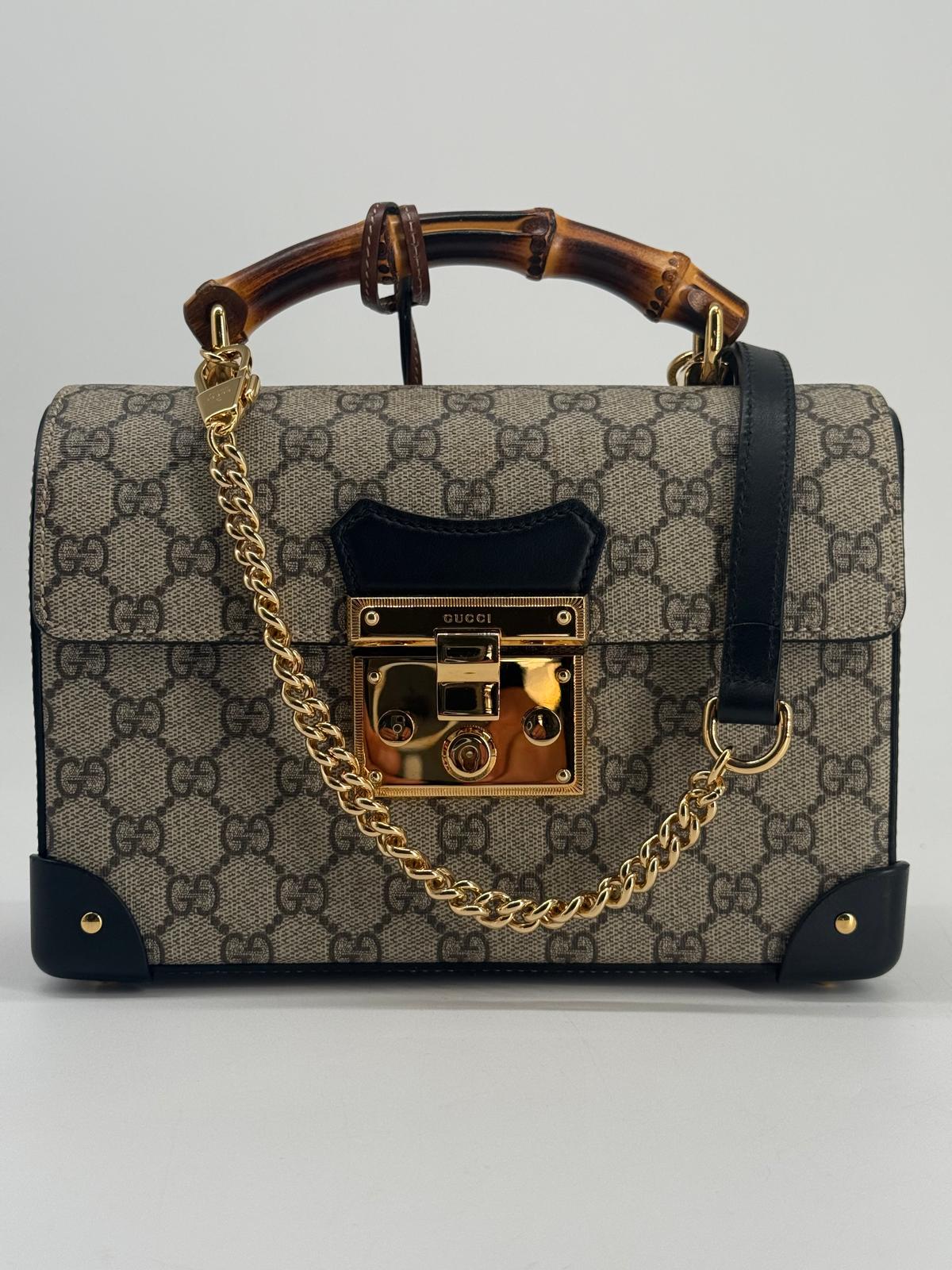 Gucci GG Small Supreme Padlock Bamboo Shoulder Bag