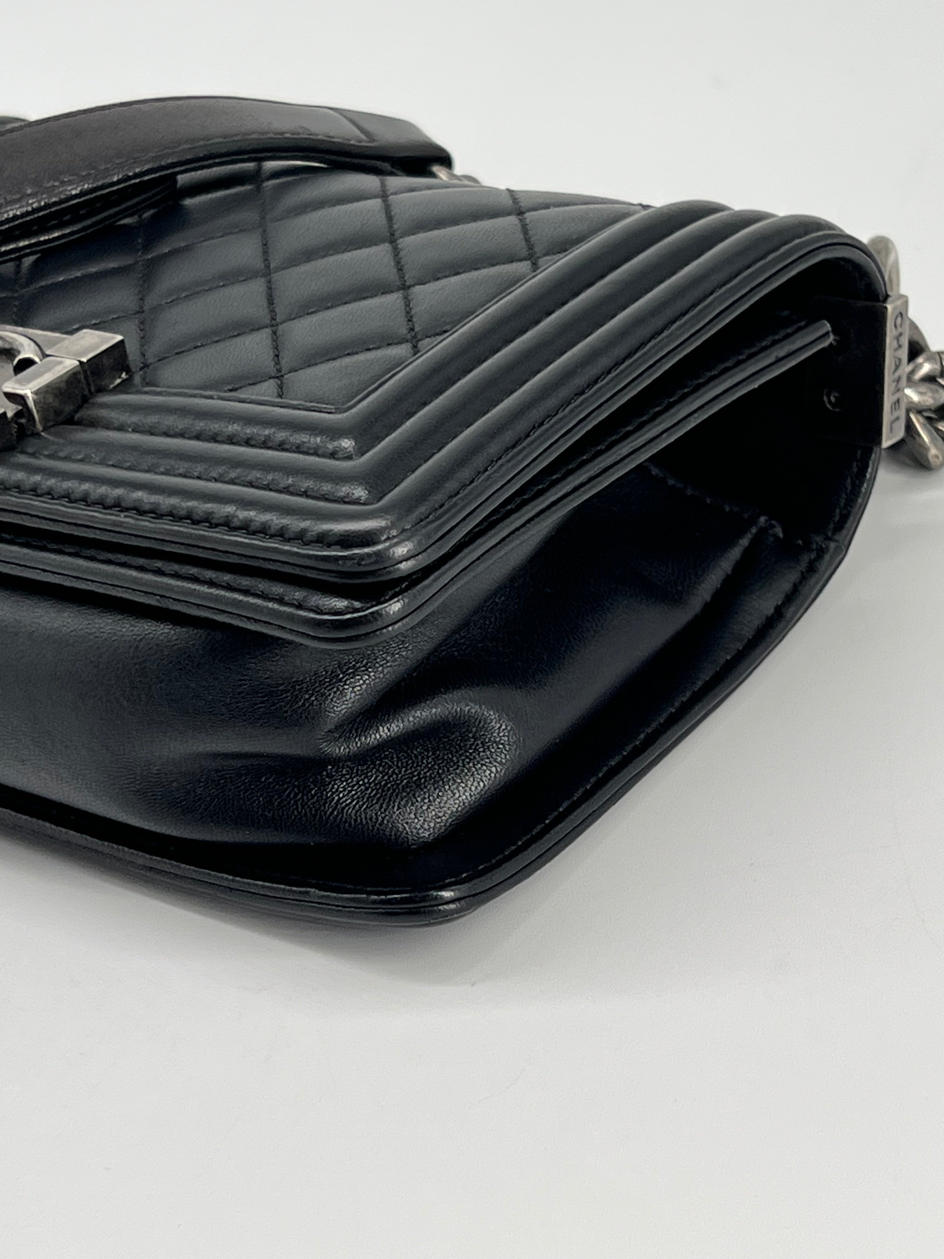 Chanel Small Boy Bag Black Lambskin Shoulder Bag