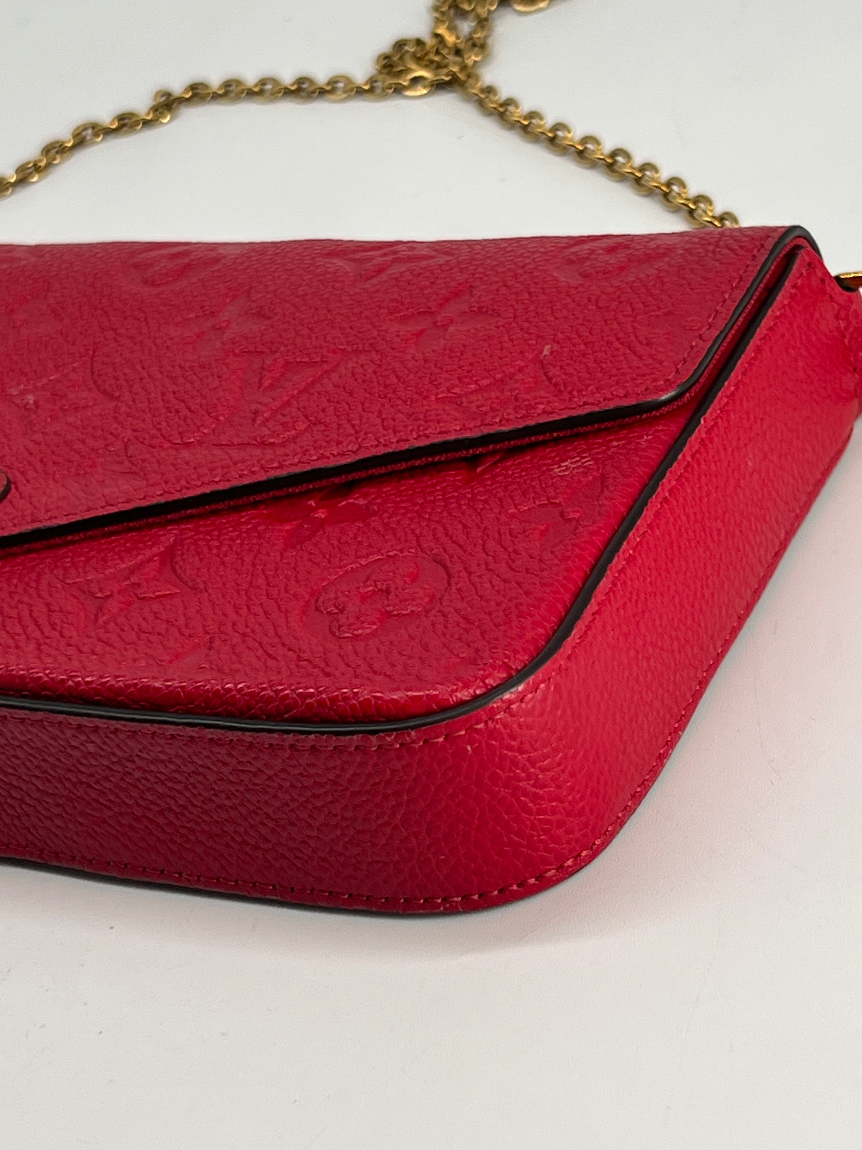 Louis Vuitton Felicie Pochette Monogram Empreinte Leather Red