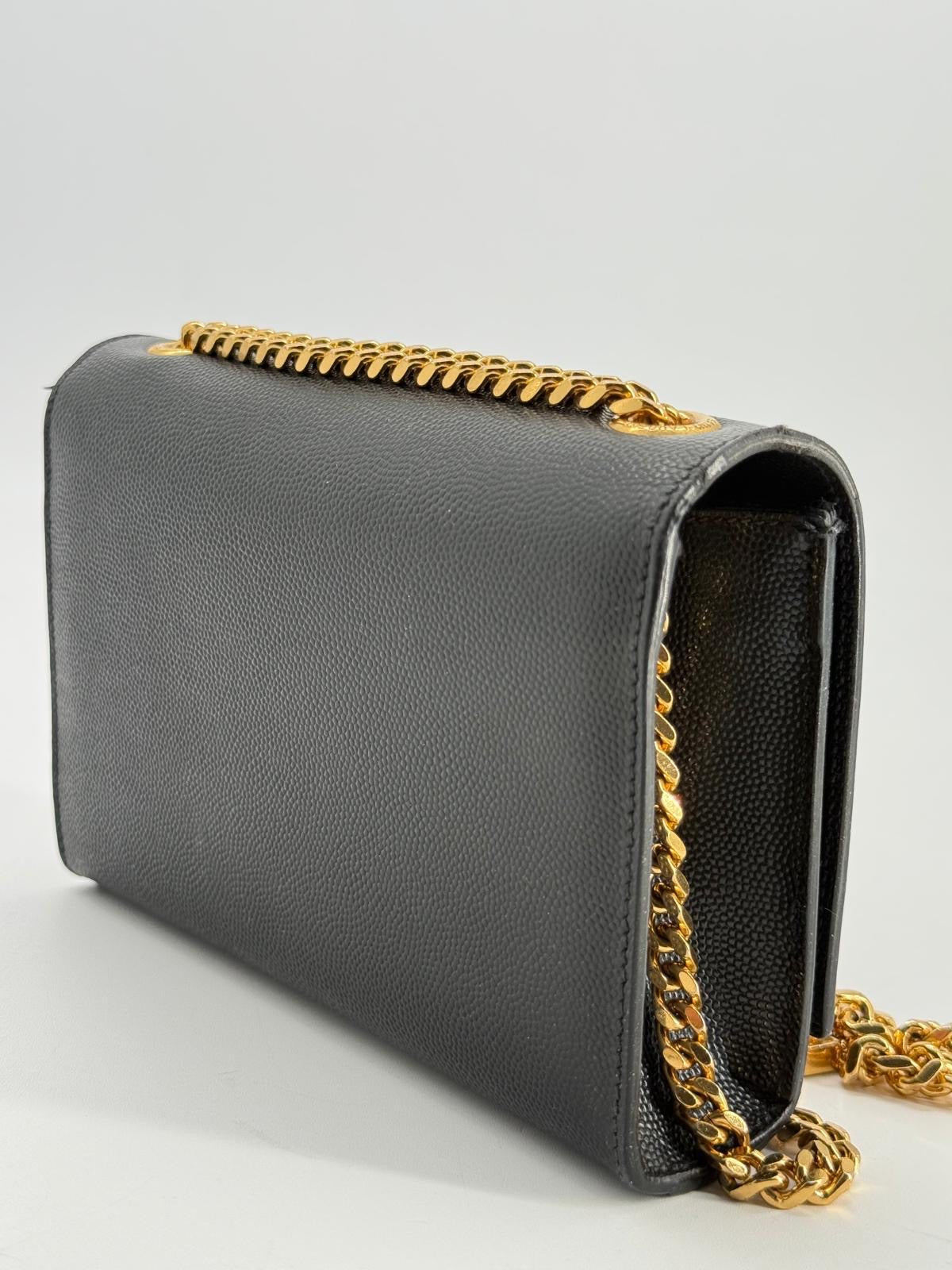 Saint Laurent Grain De Poudre Small Kate Satchel Black Shoulder Bag