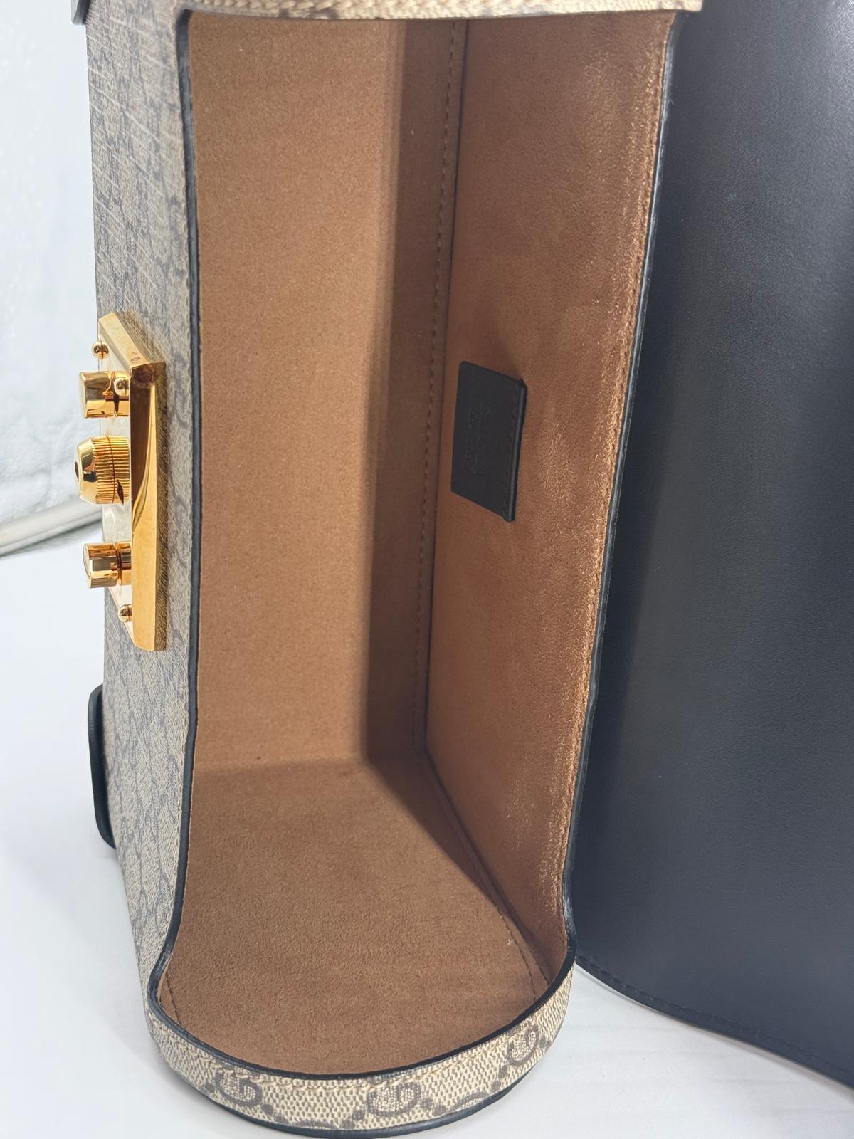 Gucci GG Small Supreme Padlock Bamboo Shoulder Bag