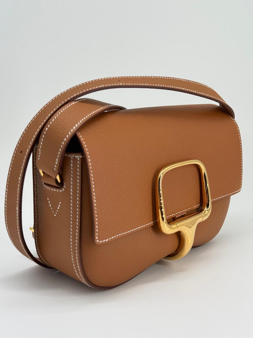 Hermes Epsom Della Cavalleria Elan Brown Leather Shoulder Bag Gold Hardware