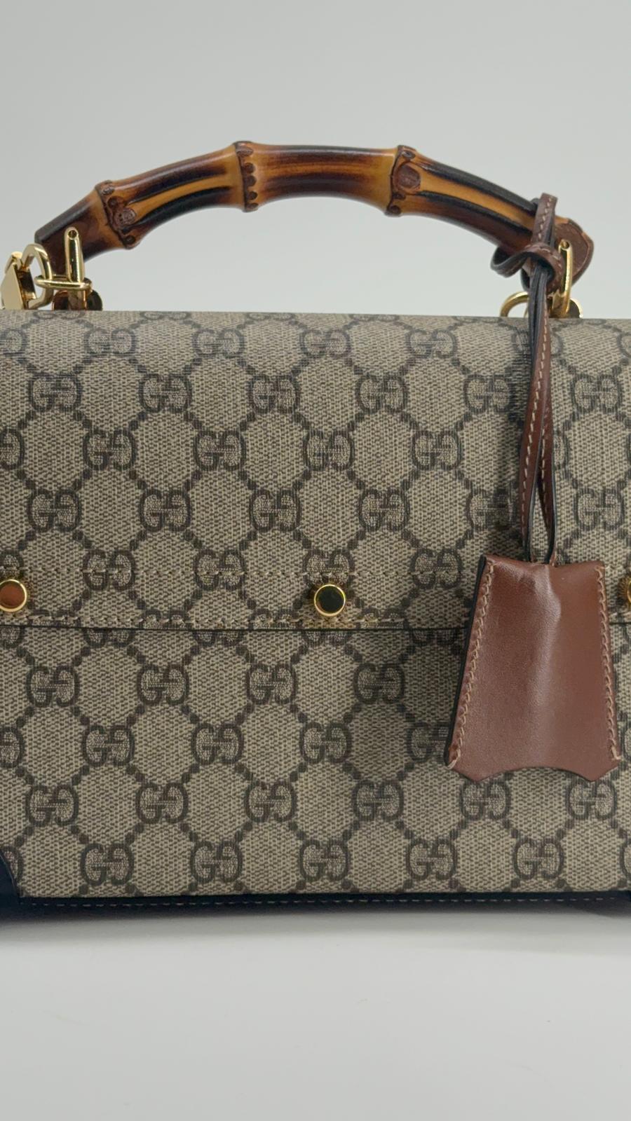 Gucci GG Small Supreme Padlock Bamboo Shoulder Bag