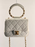 CHANEL MINI LAMBSKIN IN THE LOOP SHOULDER BAG WHITE