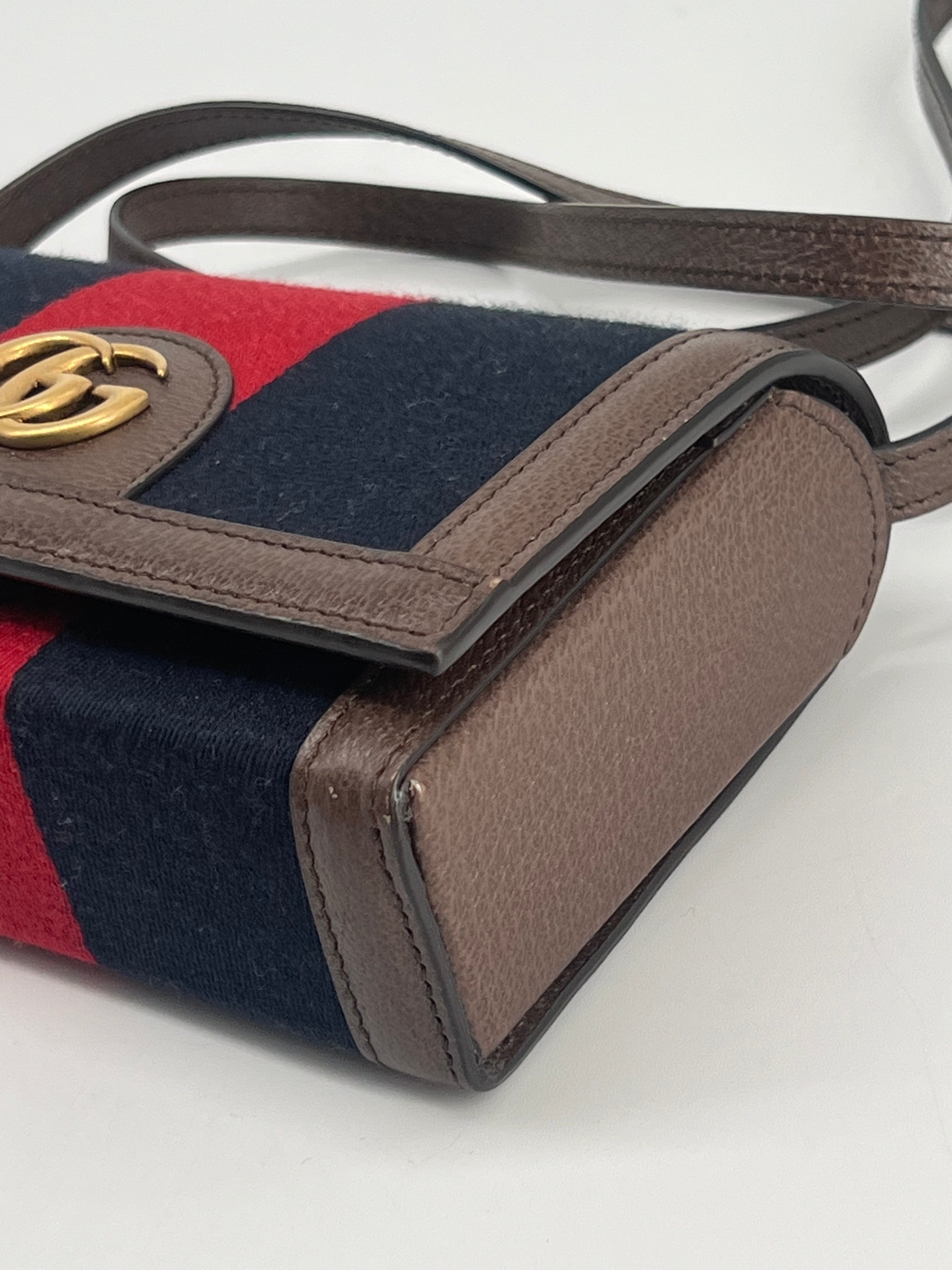 Gucci Ophidia Web Mini Bag Red/Blue Canvas Crossbody Bag