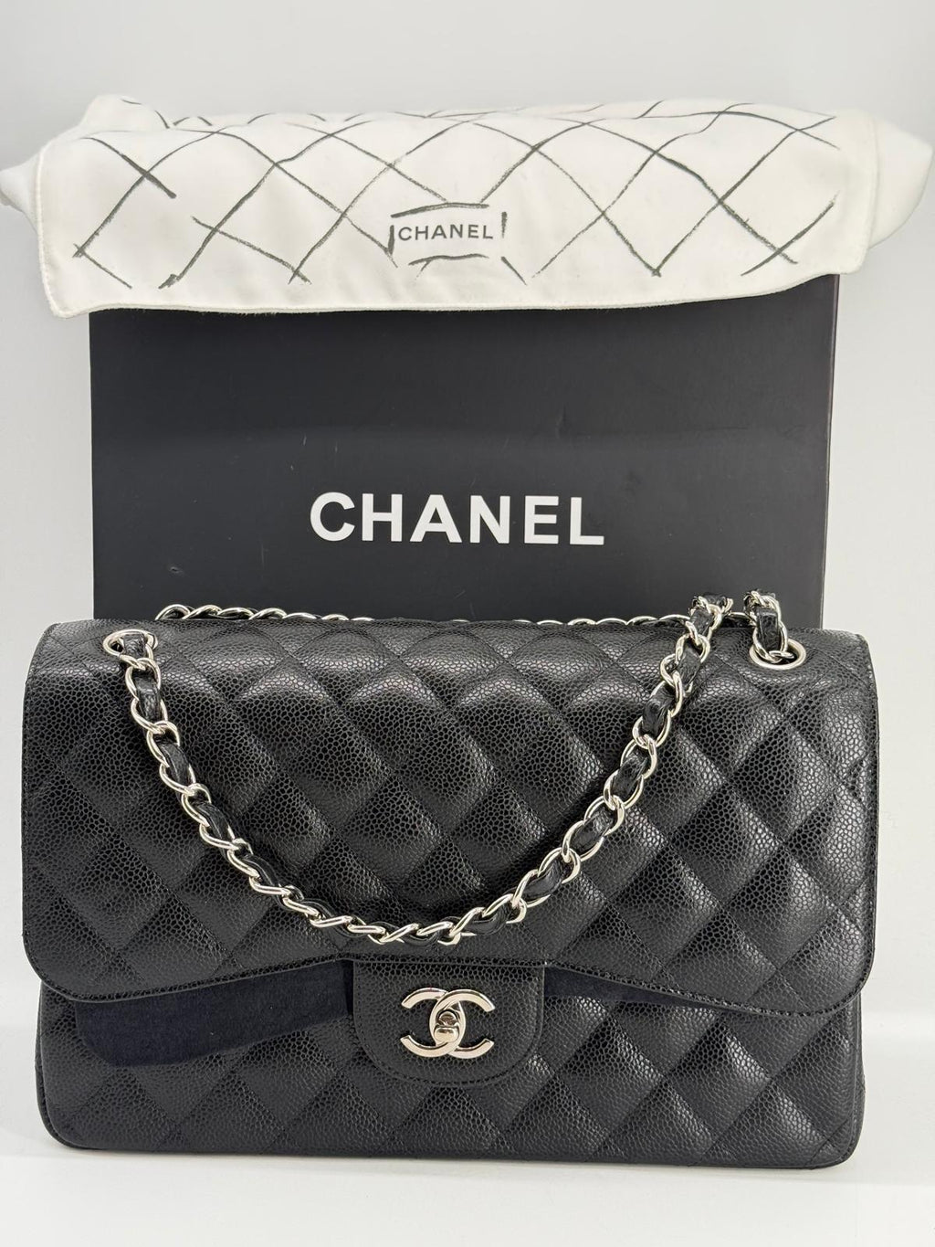 Chanel Jumbo Black Caviar Classic Double Flap Bag