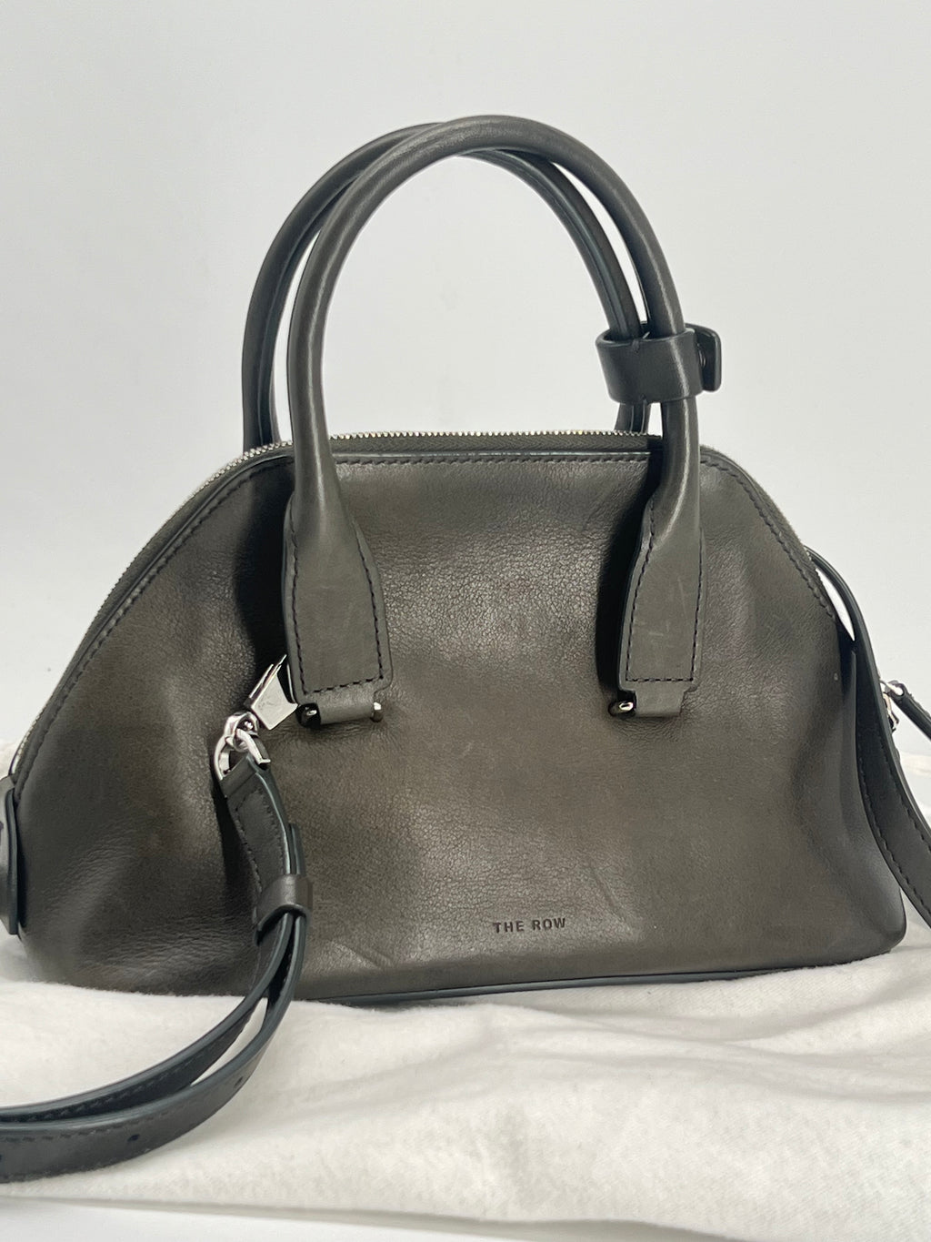 The Row Devon Mini Tote Dark Green Leather Bag