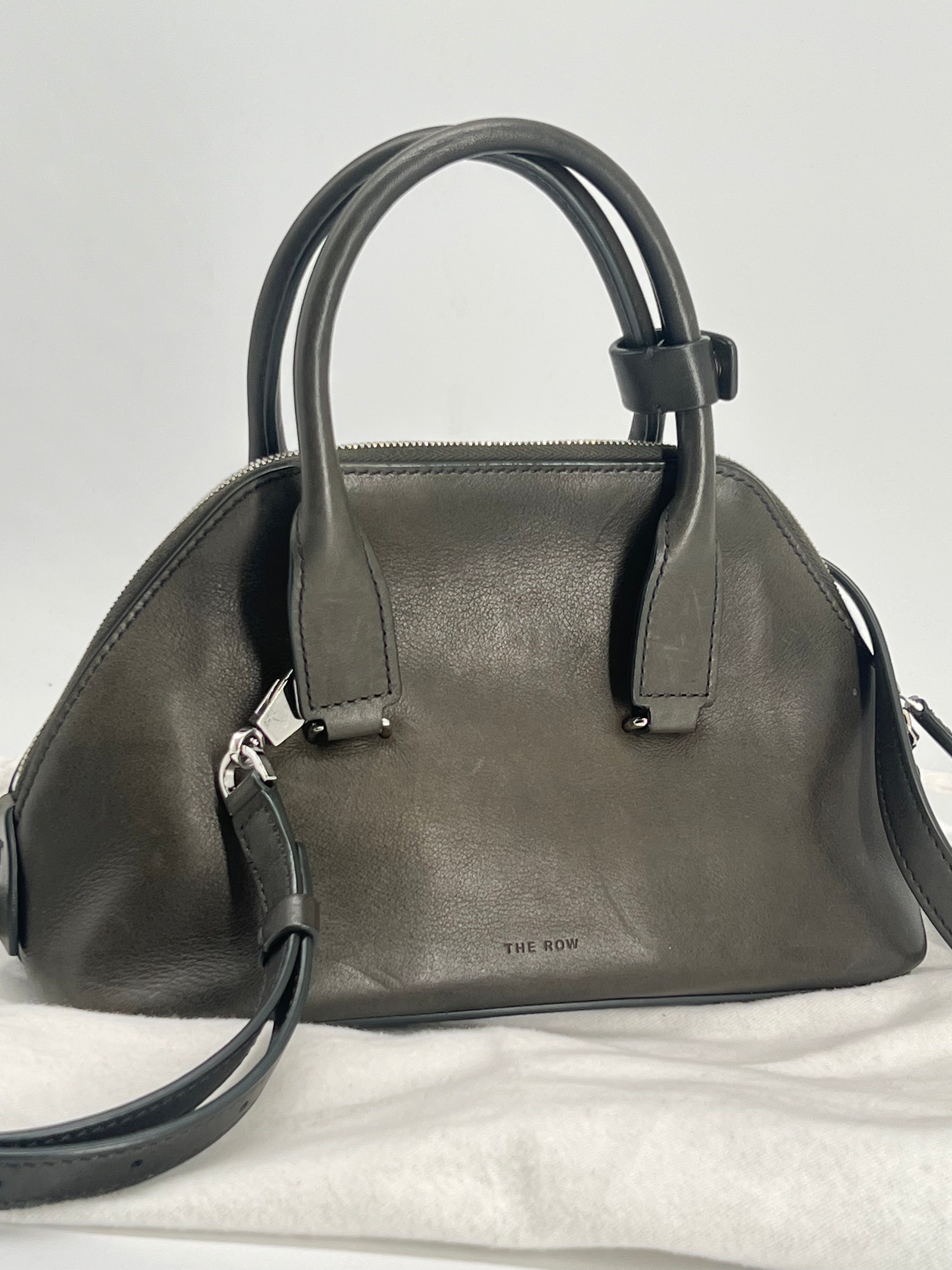 The Row Devon Mini Tote Dark Green Leather Bag