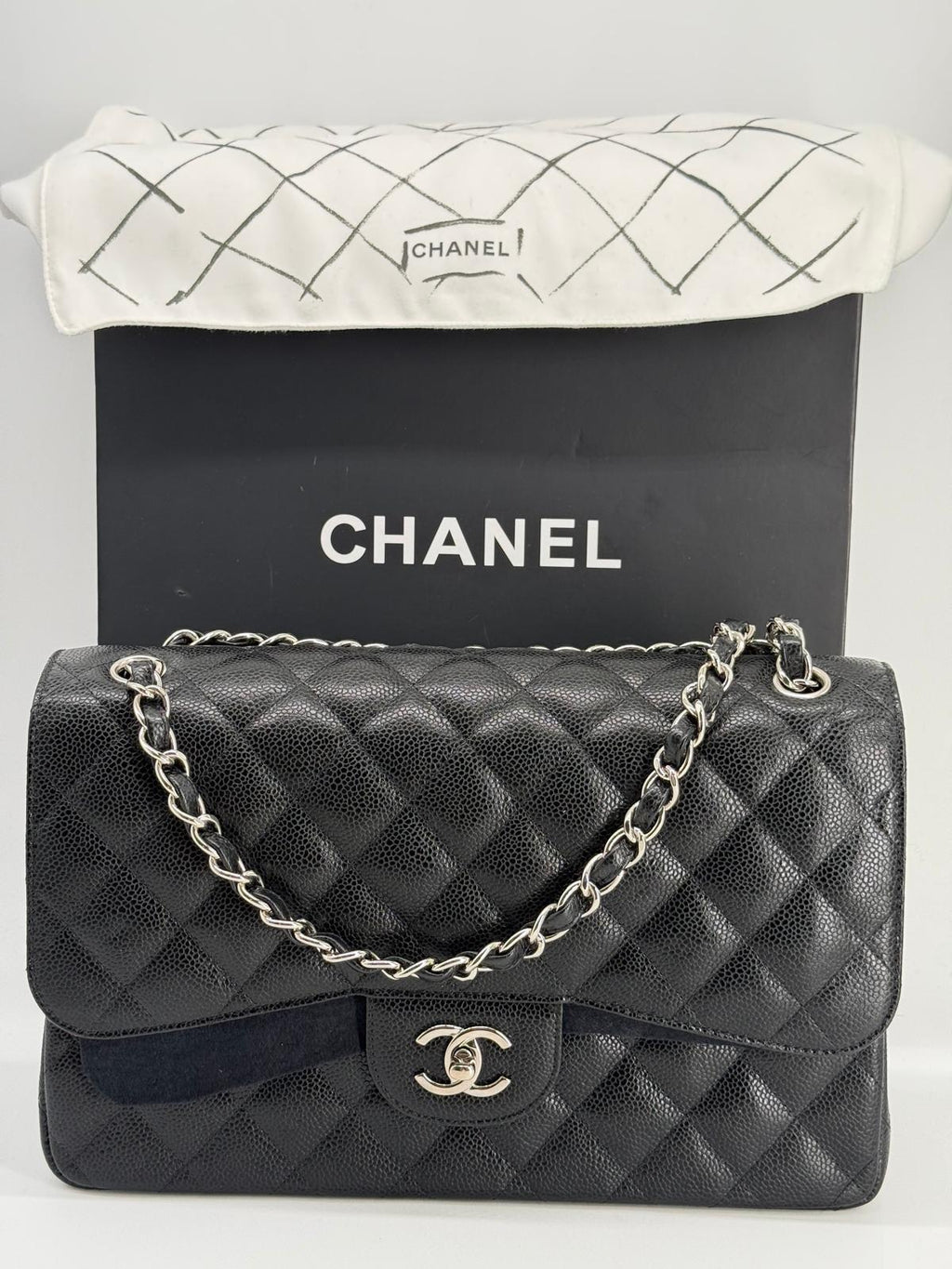 Chanel Jumbo Black Caviar Classic Double Flap Bag