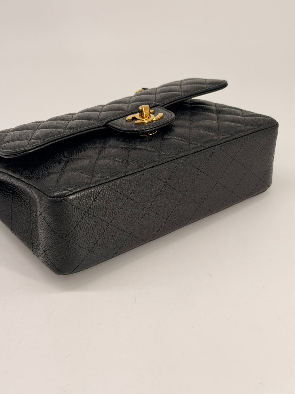 Chanel Classic Double Flap Small Caviar Black Leather Shoulder Bag Gold HRW NFC