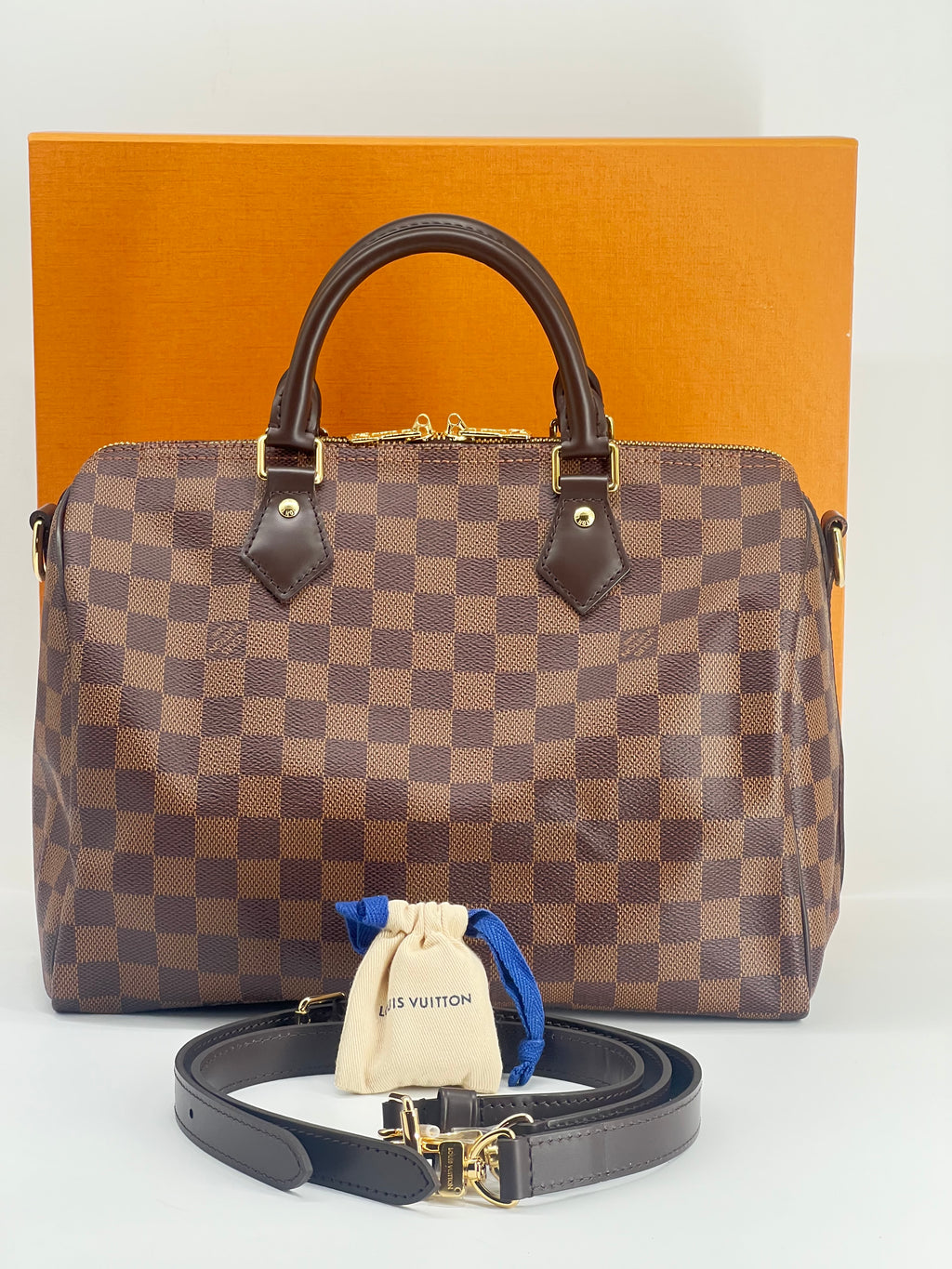 Louis Vuitton Speedy Bandouliere 30 Damier Ebene Canvas Bag