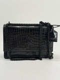Calfskin Crocodile Embossed Medium Monochrome Monogram Sunset Black Bag
