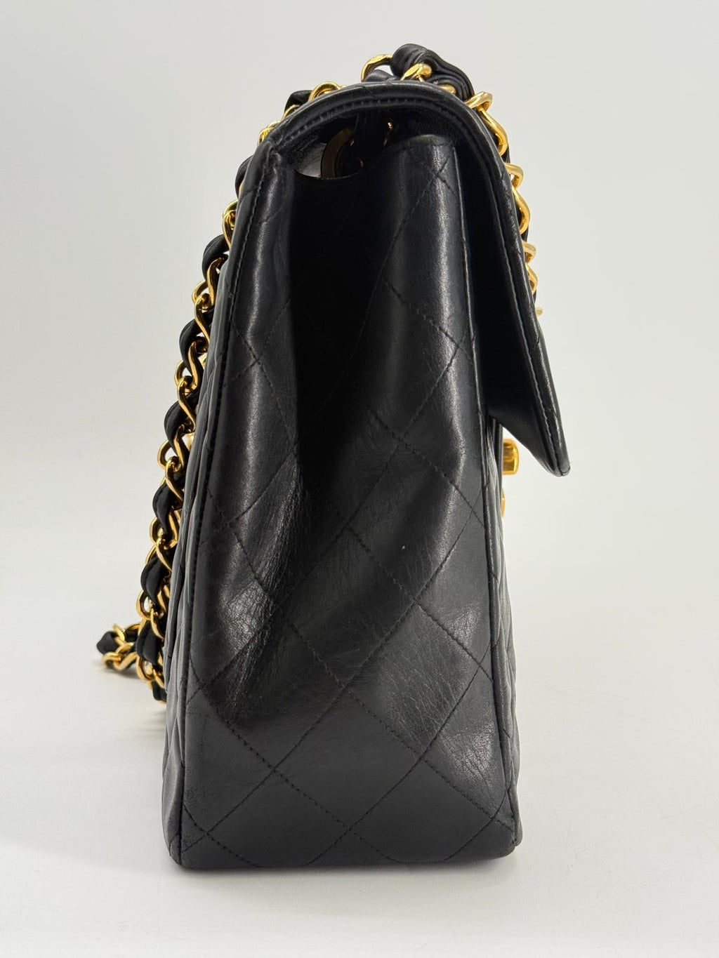 Chanel Black Quilted Lambskin XL Jumbo Single Flap Black Shoulder Bag