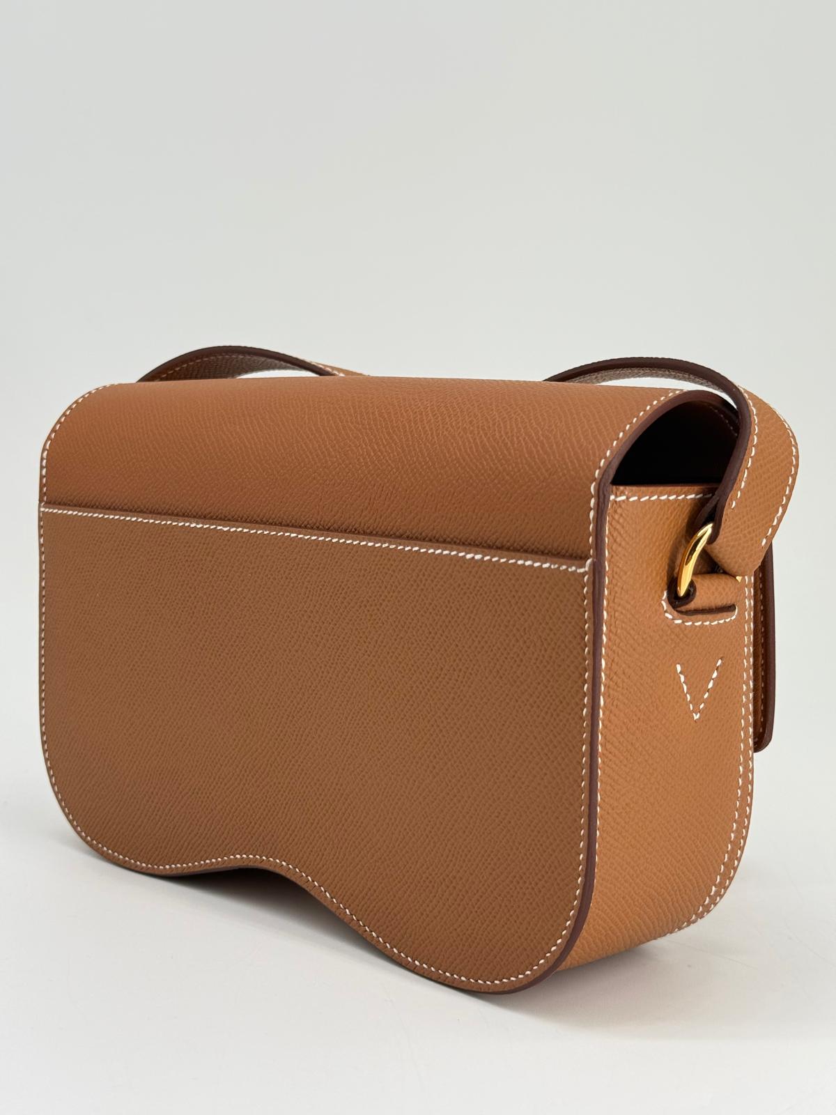 Hermes Epsom Della Cavalleria Elan Brown Leather Shoulder Bag Gold Hardware