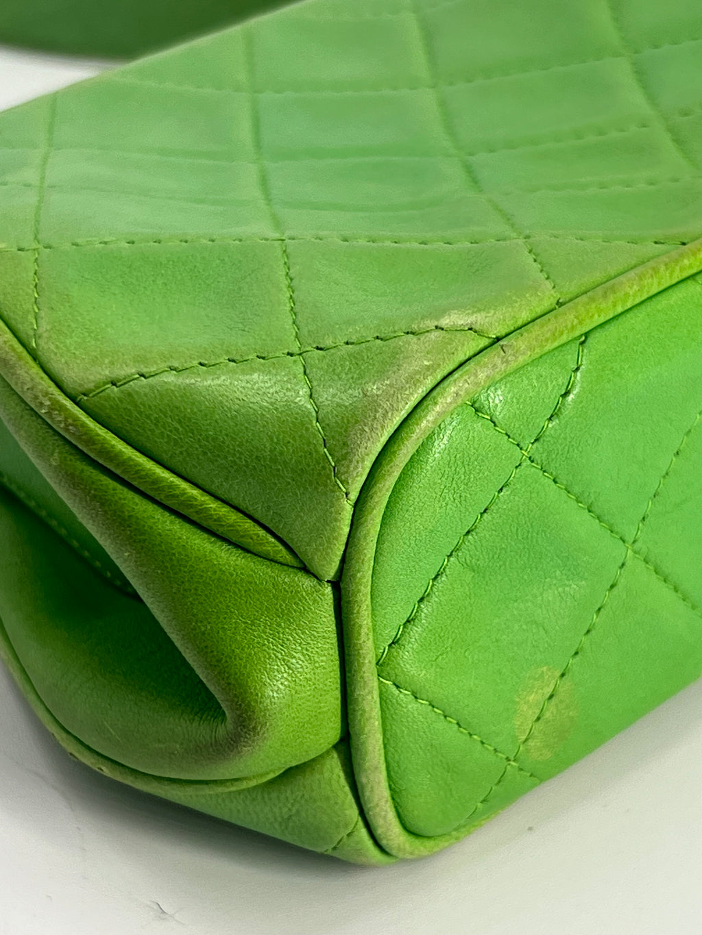 Chanel Vintage Lambskin Quilted Bar Frame Evening Shoulder Bag