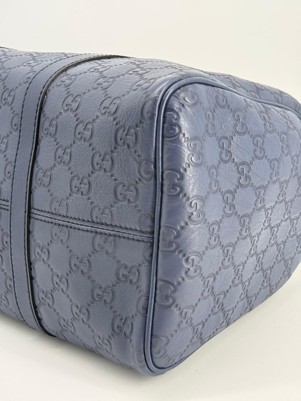 Gucci Guccissima Blue Leather Boston Medium Bag
